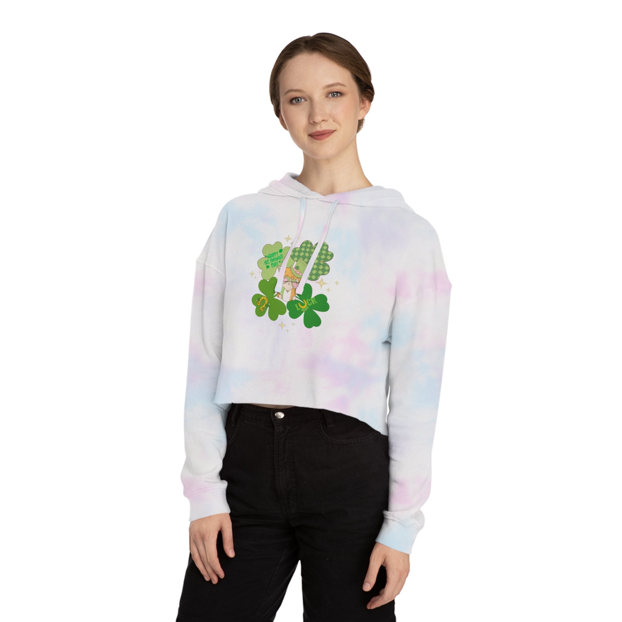 Retro St.Paddy's Day Women’s Cropped Hooded Sweatshirt