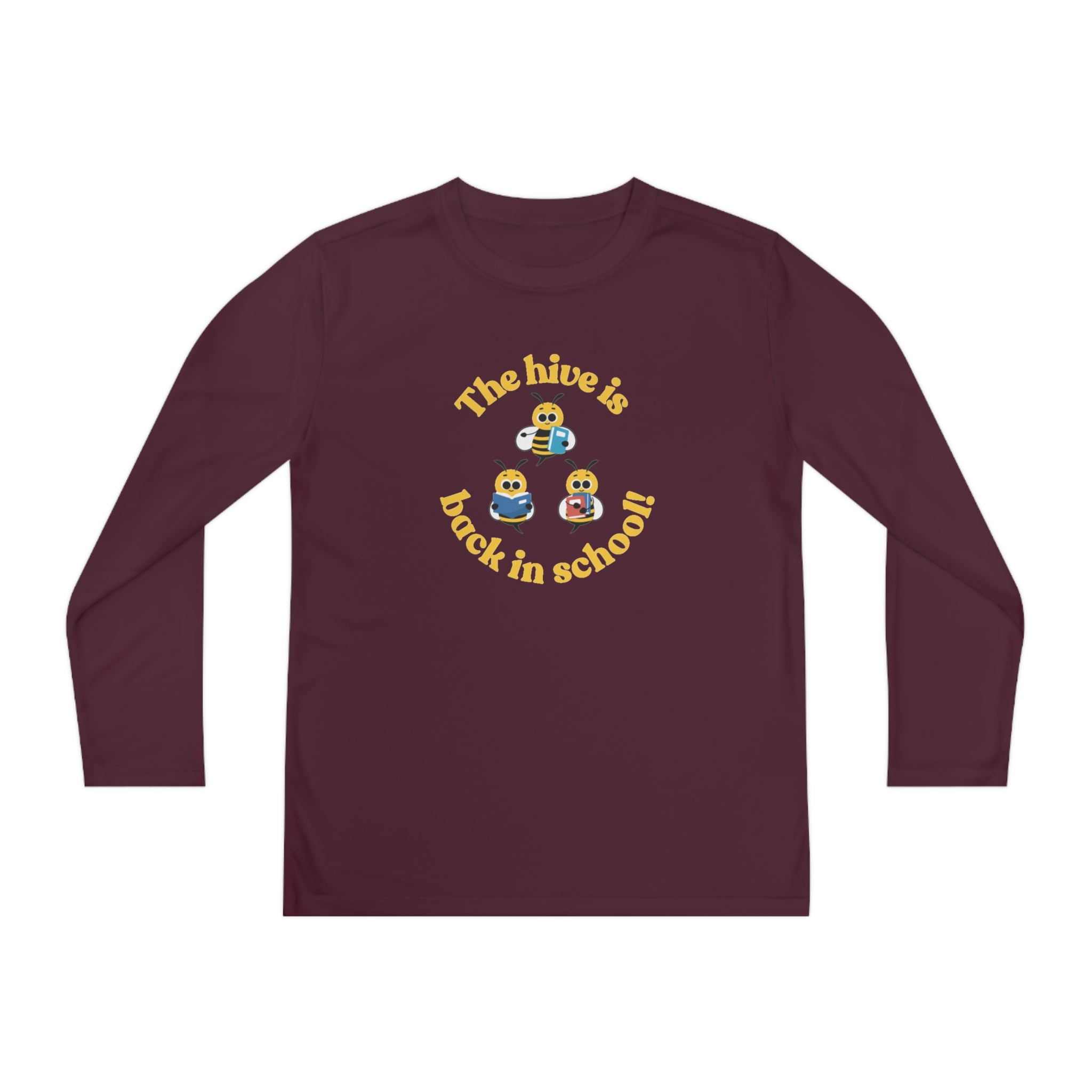 The Hive Is Back In School Youth Long Sleeve Competitor Tee