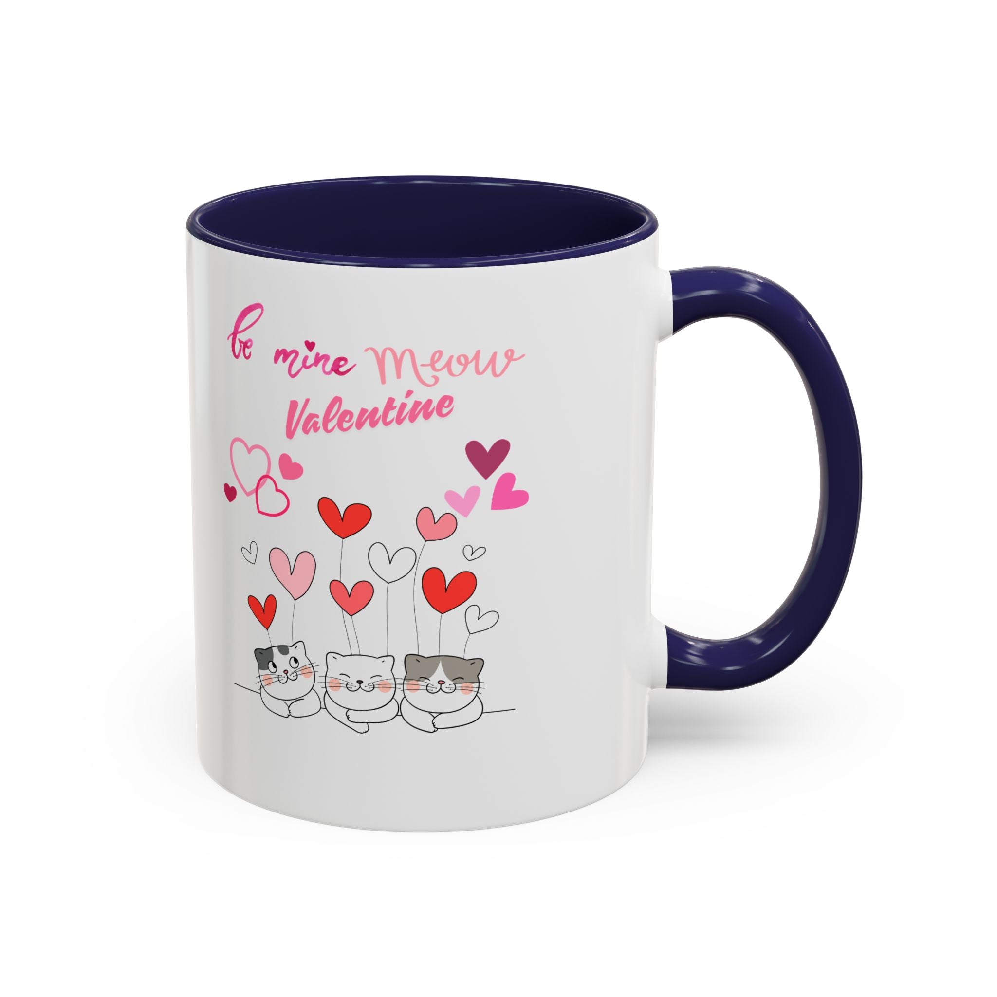Meow Valentine's Day Accent Coffee Mug (11, 15oz)