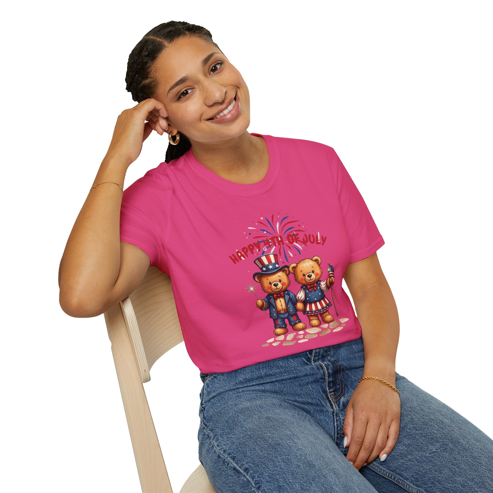 Happy 4th of July Teddy Bear Couple Unisex T-Shirt