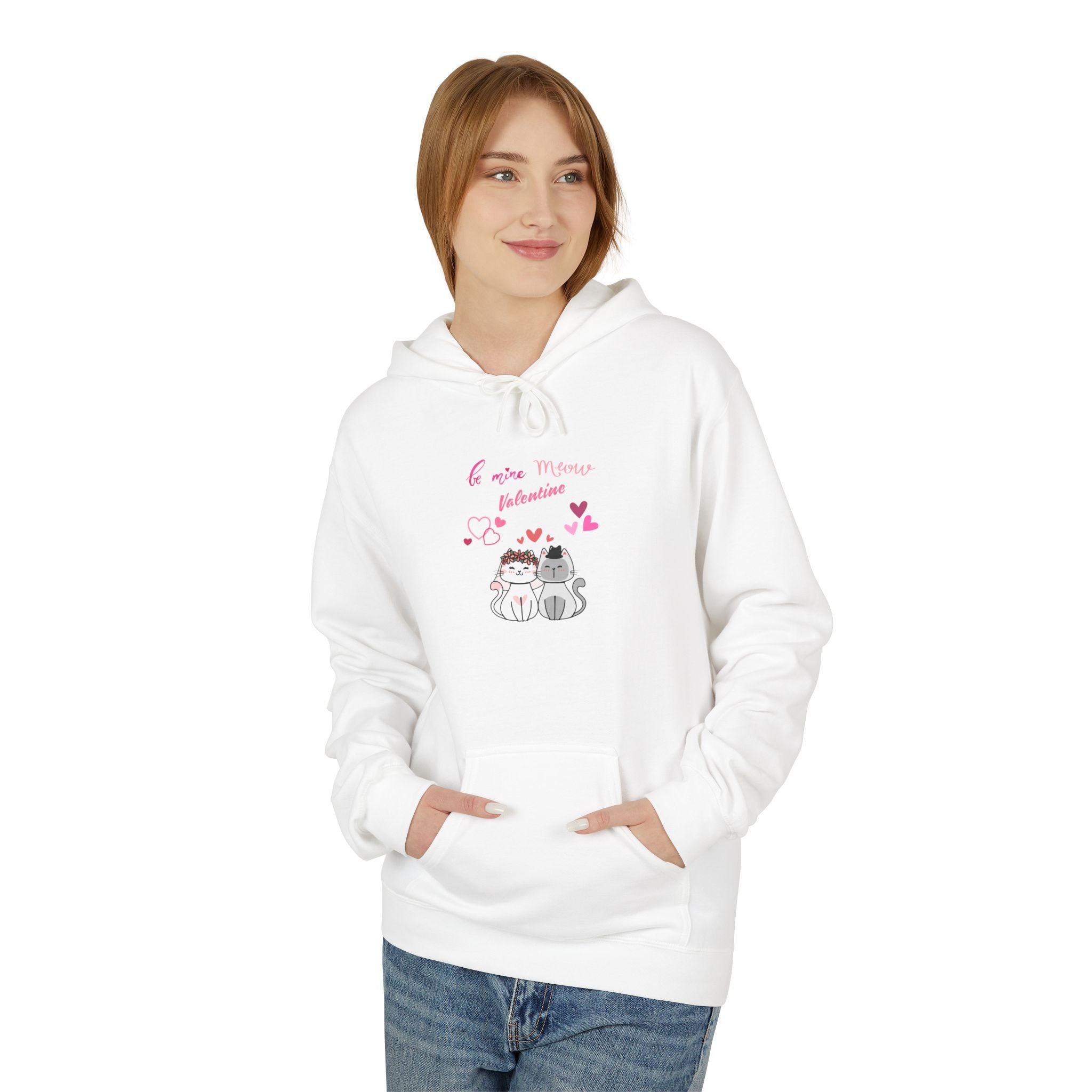 Meow Valentine's Day Unisex Midweight Softstyle Fleece Hoodie