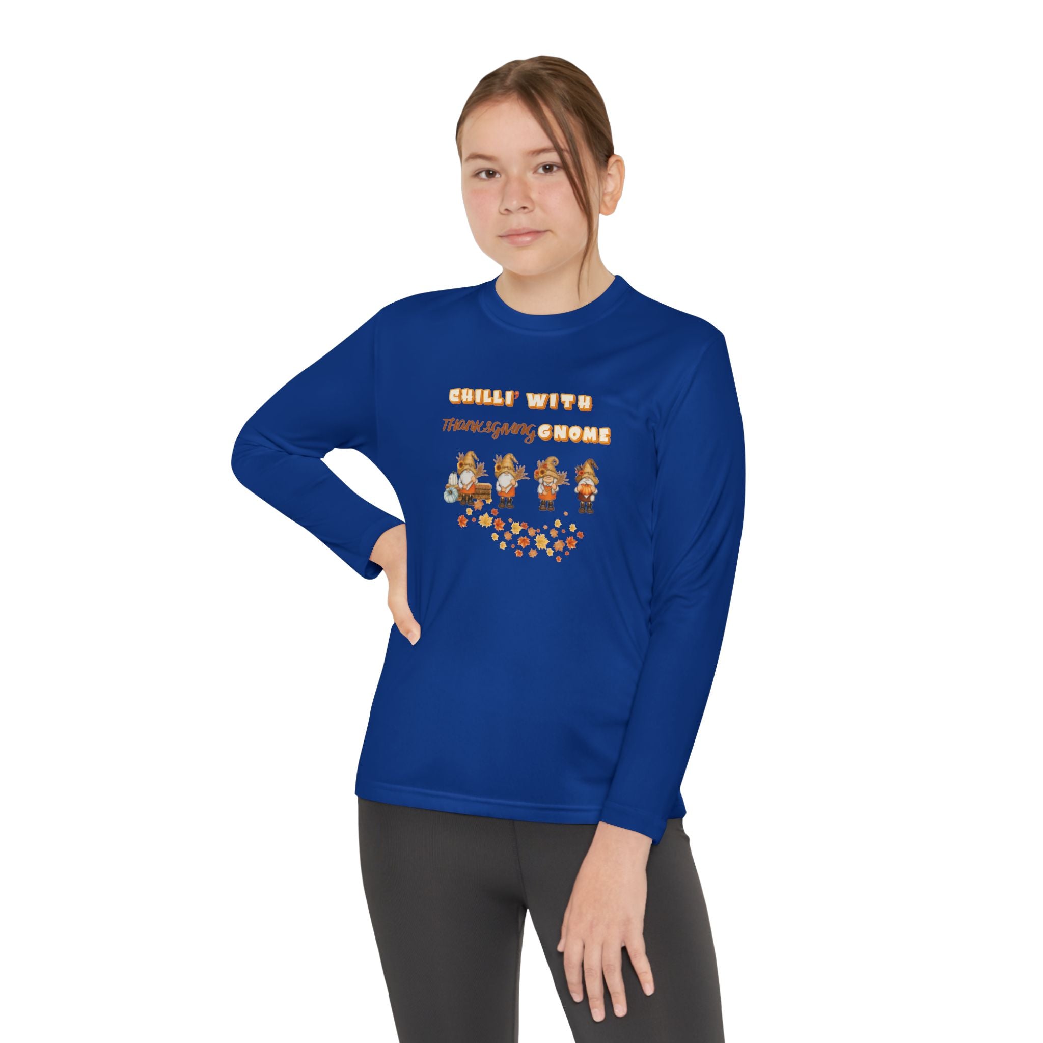 Chilli' With Thanksgiving Gnome Youth Long Sleeve Competitor Tee