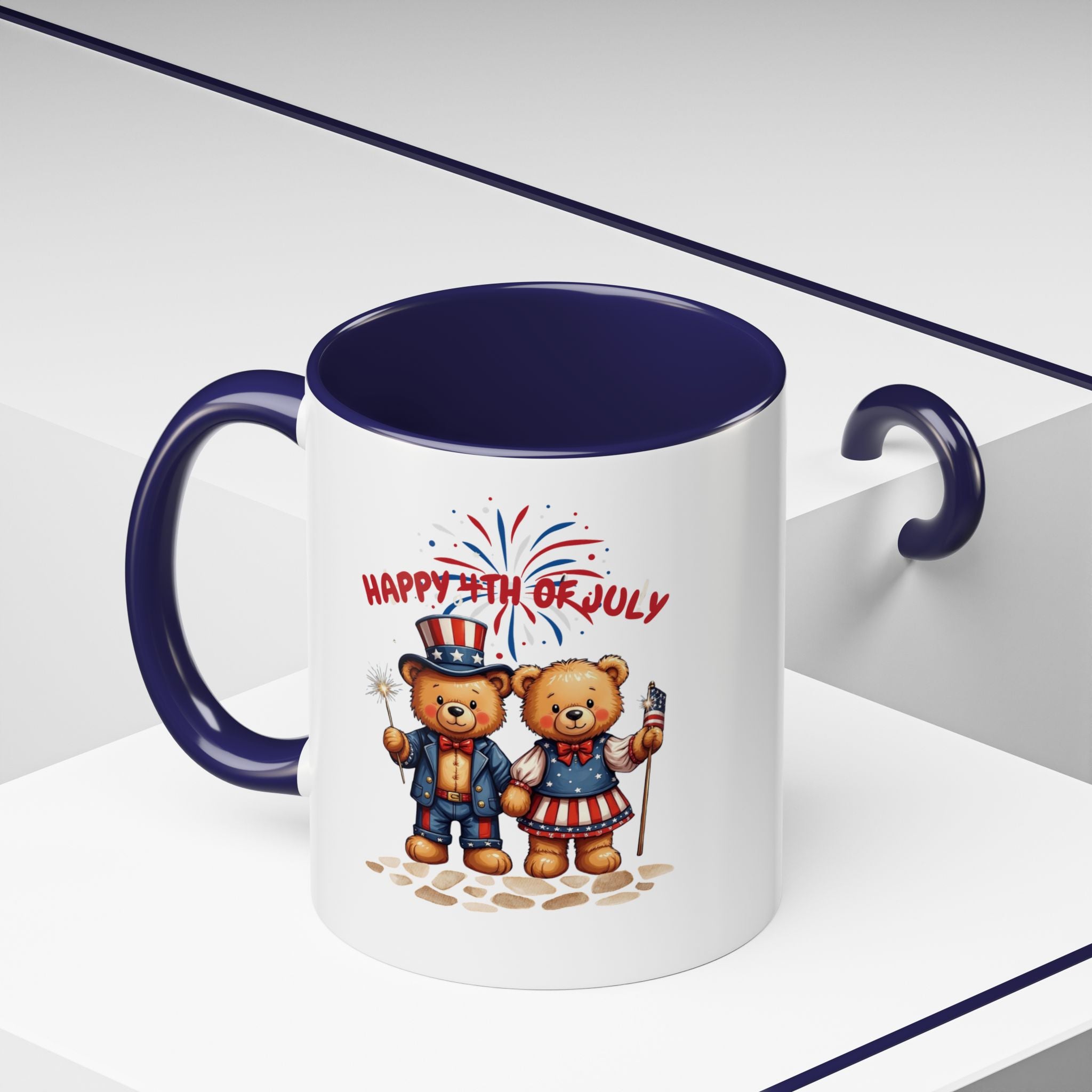 Happy 4th of July Teddy Bear Couple Coffee Mug
