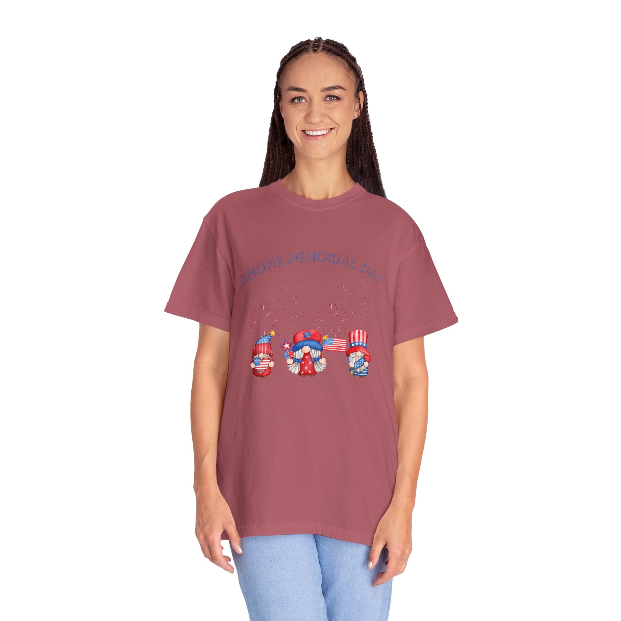 Gnome Memorial Day Unisex Garment-Dyed T-Shirt