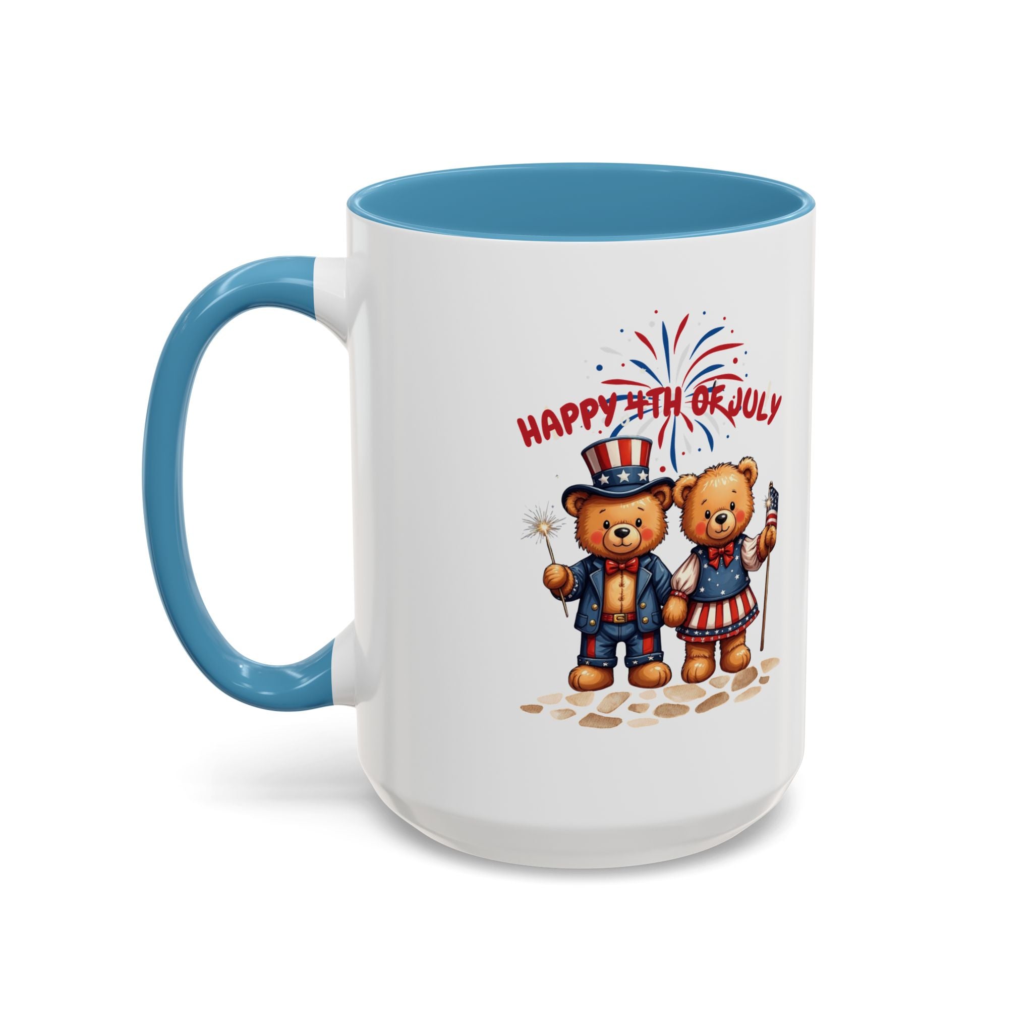 Happy 4th of July Teddy Bear Couple Coffee Mug