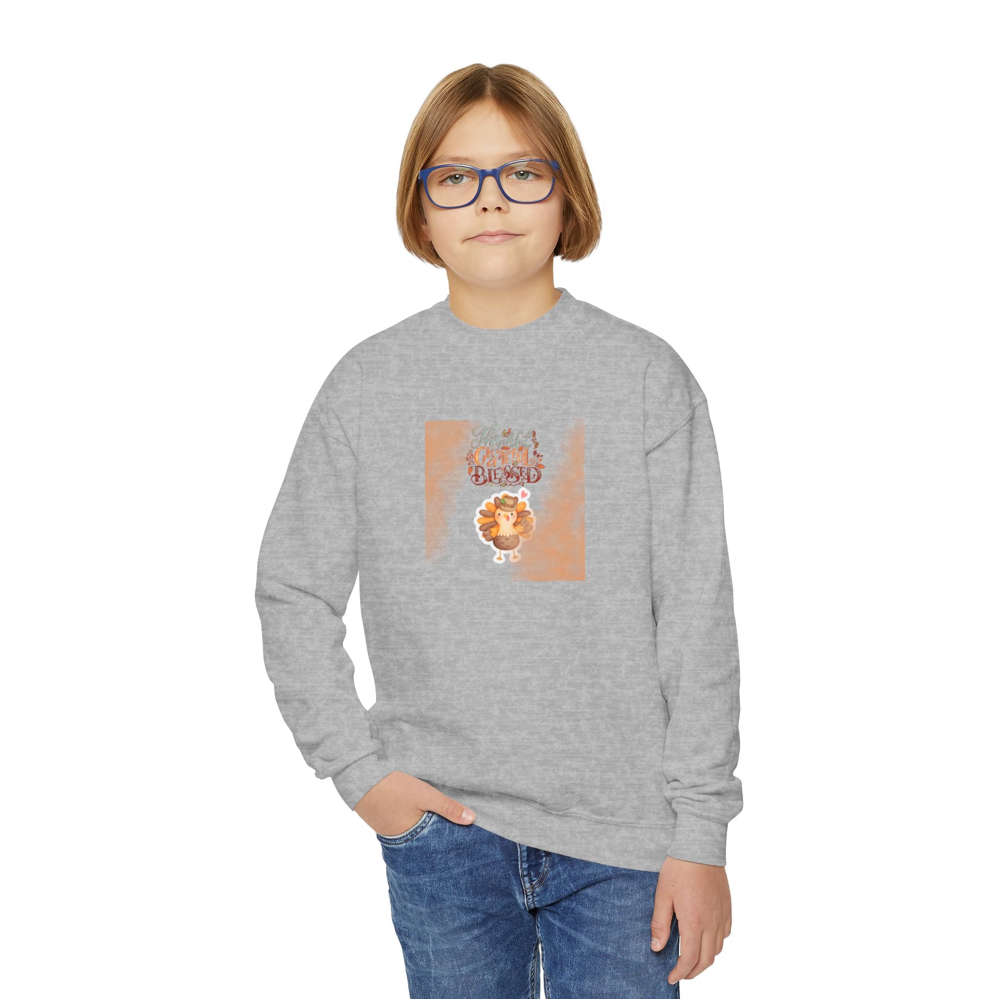 Thankful Grateful Blessed Youth Crewneck Sweatshirt