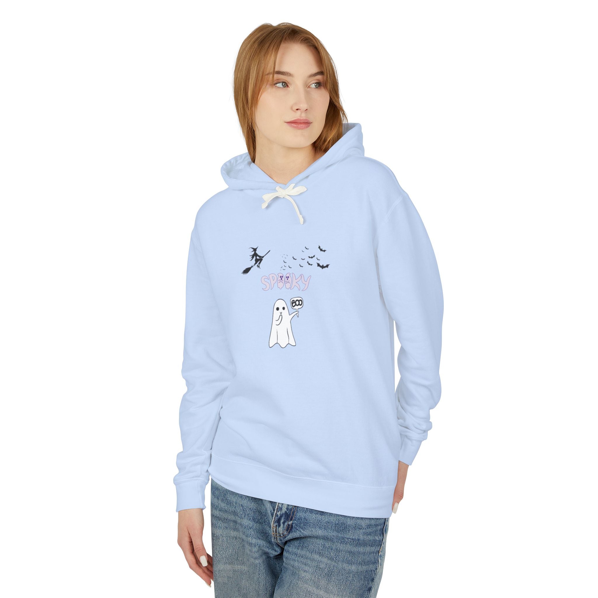 Spooky Boo Unisex Lightweight Hooded Sweatshirt