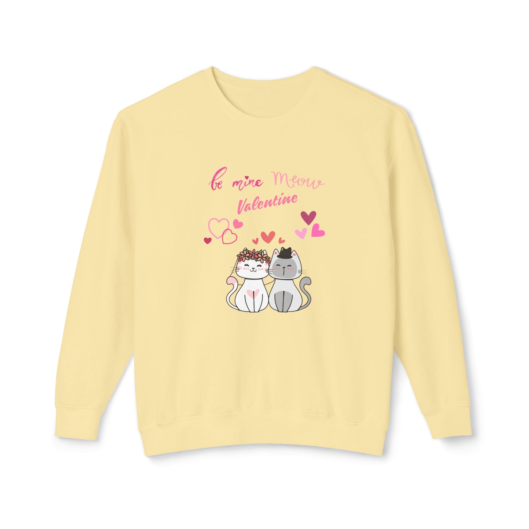 Meow Valentine's Day Unisex Lightweight Crewneck Sweatshirt