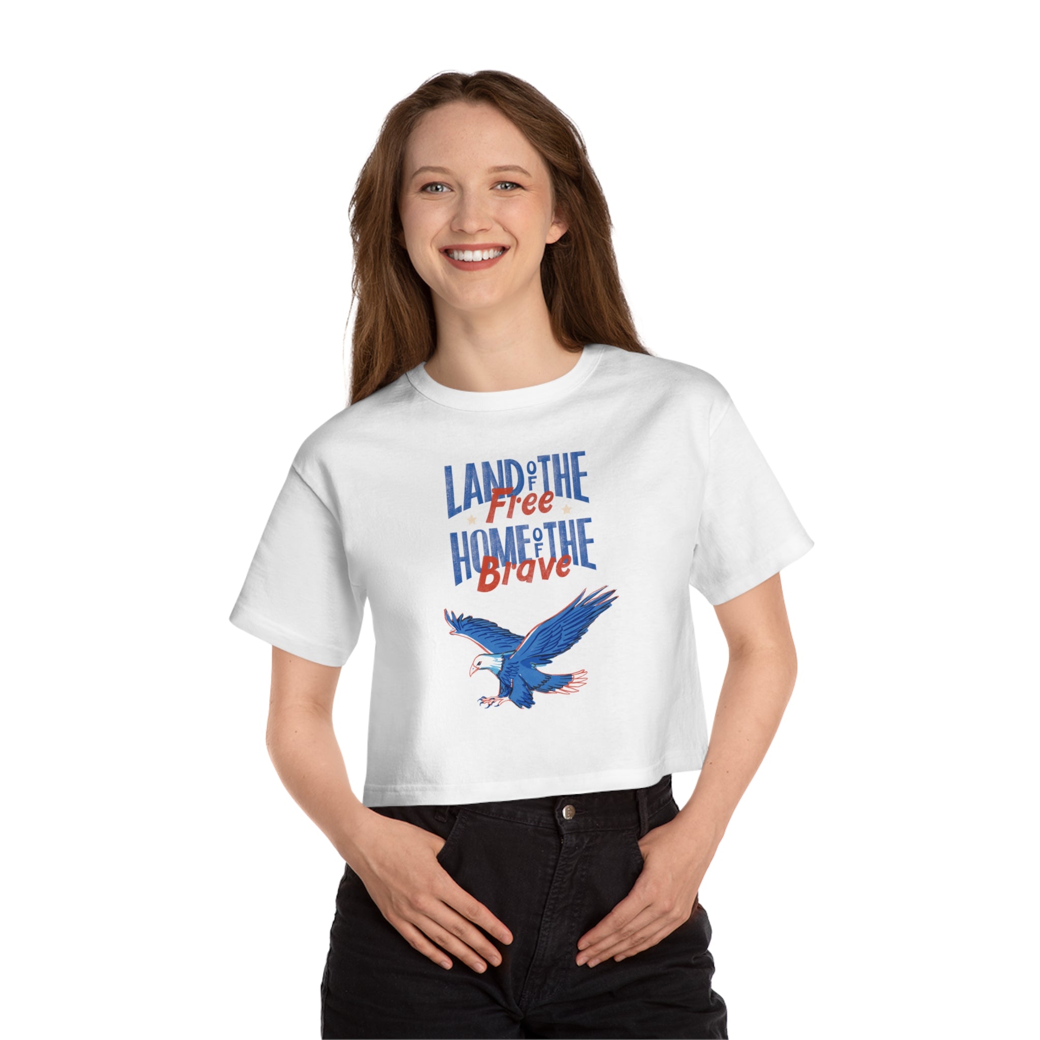 Land Of The Free Home Of Brave Champion Women's Heritage Cropped T-Shirt