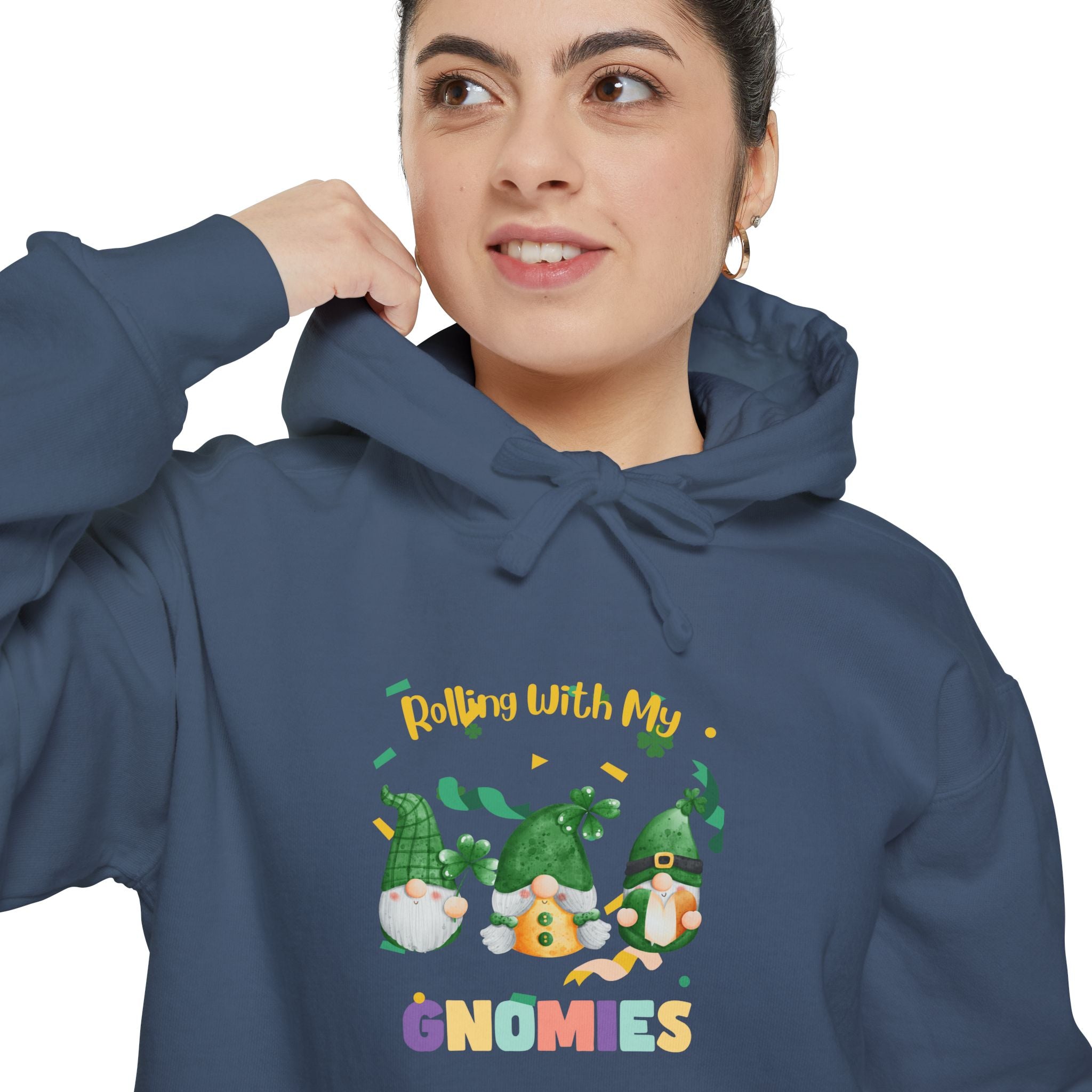 Rolling With My Gnomies Unisex Garment-Dyed Hoodie