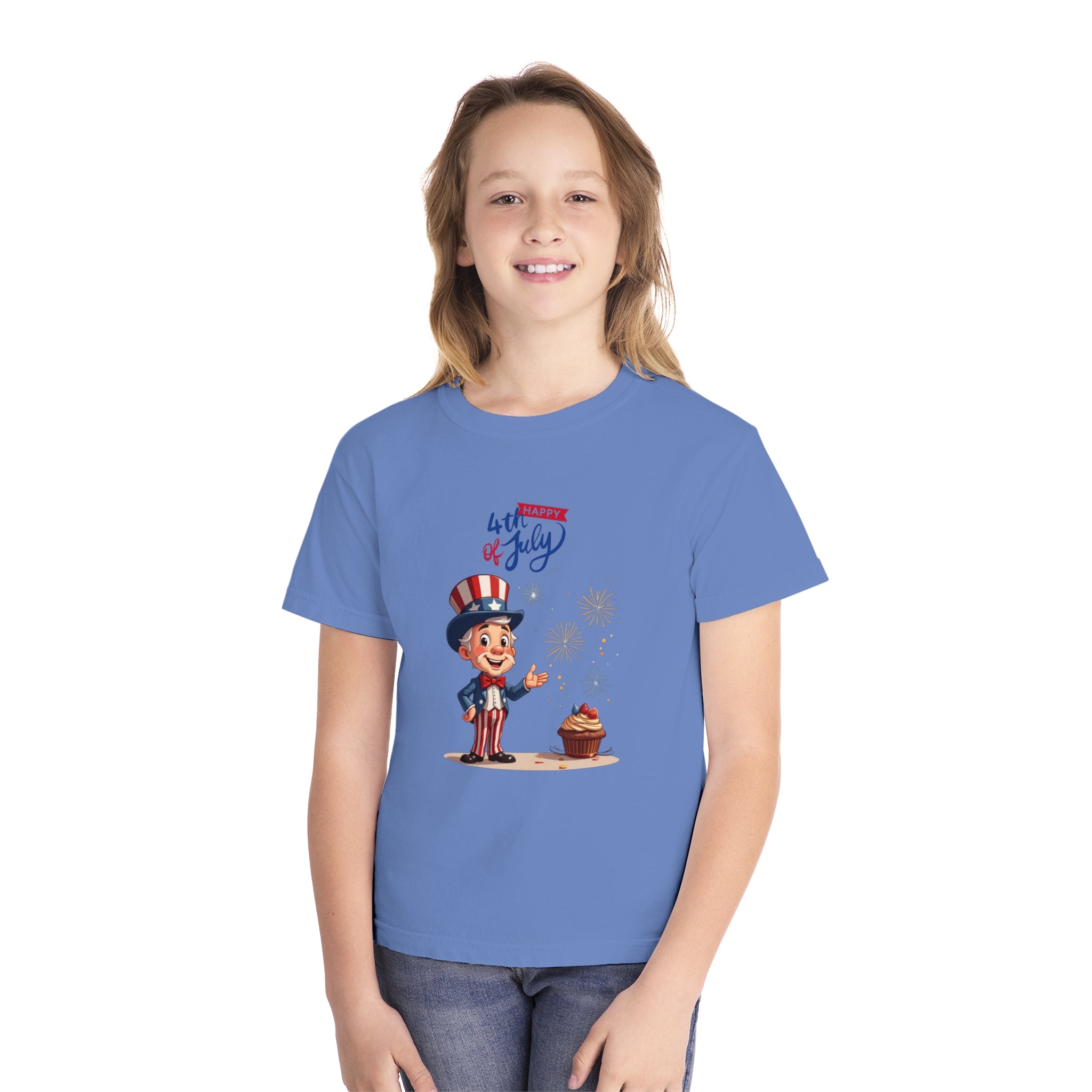 Uncle Sam Happy 4th of July Youth Midweight Tee