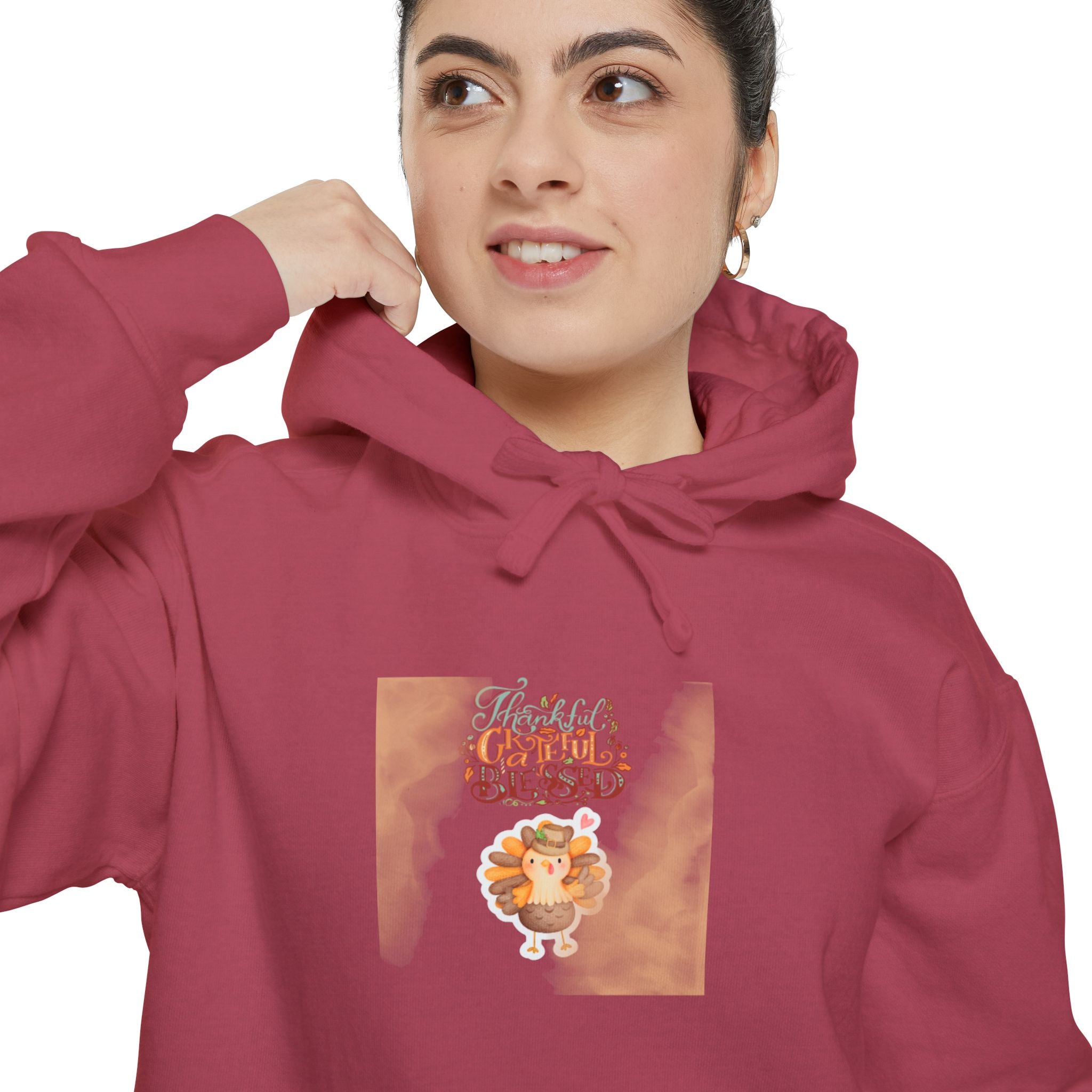 Thankful Grateful Blessed Unisex Garment-Dyed Hoodie