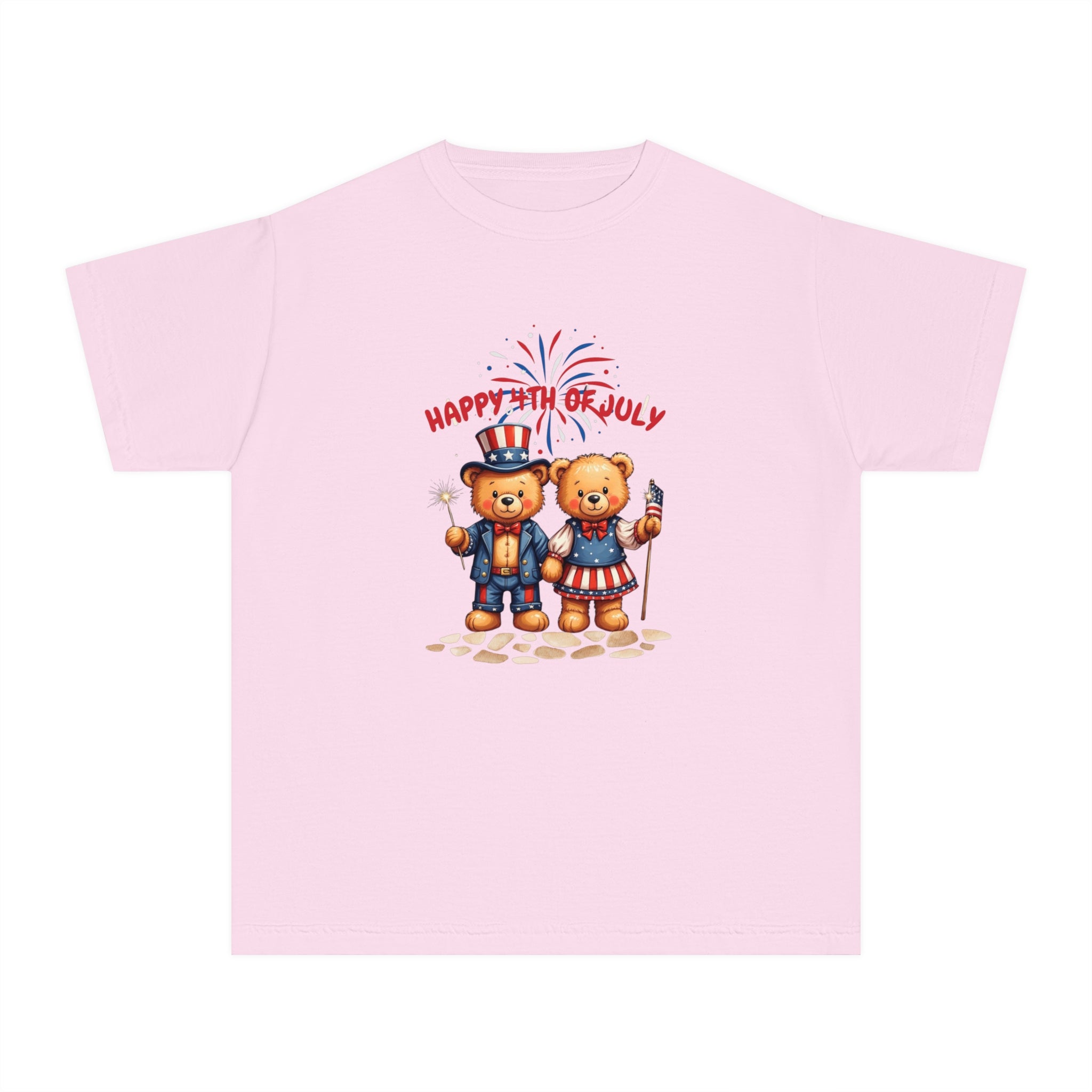 Happy 4th of July Teddy Bear Couple  Youth Midweight Tee