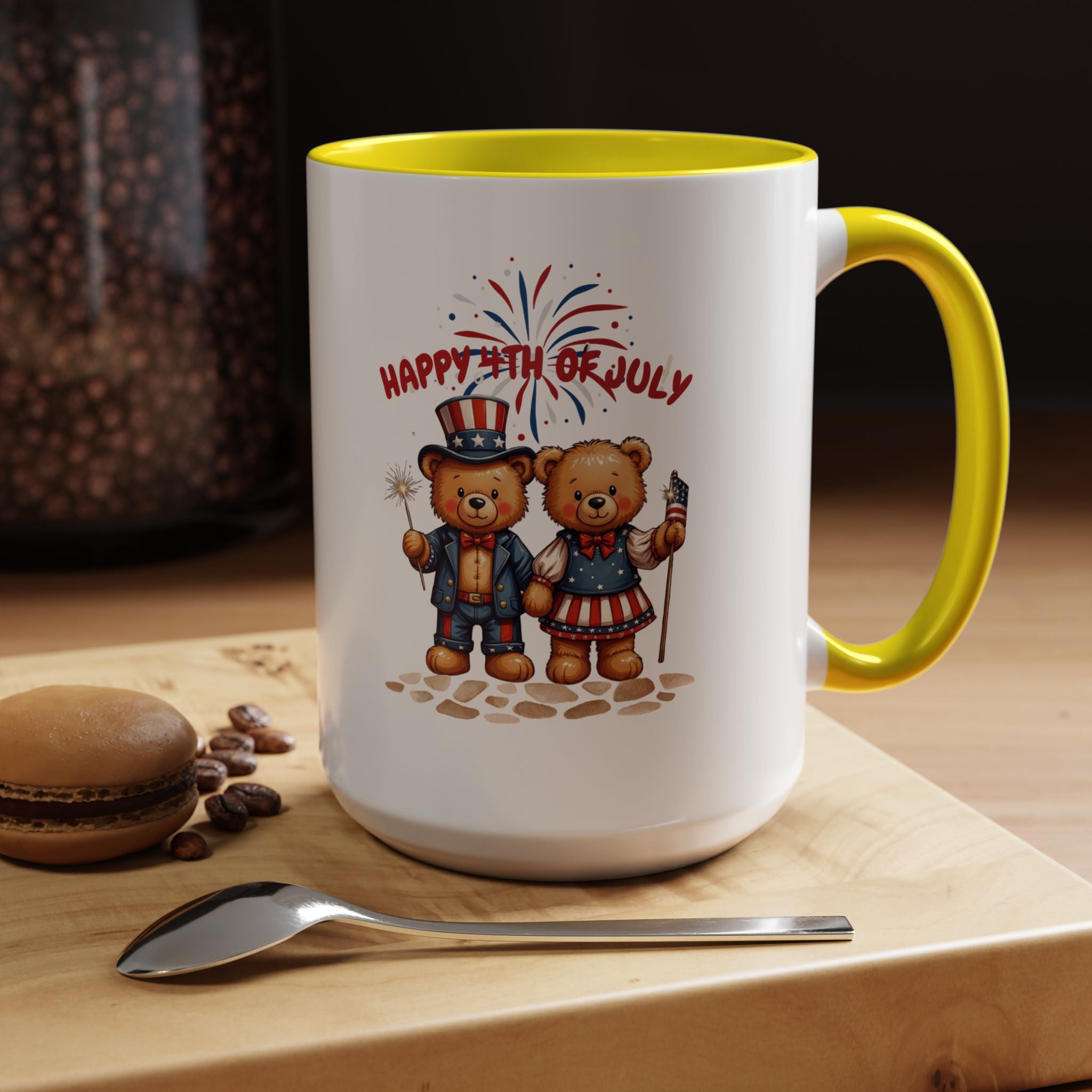 Happy 4th of July Teddy Bear Couple Coffee Mug
