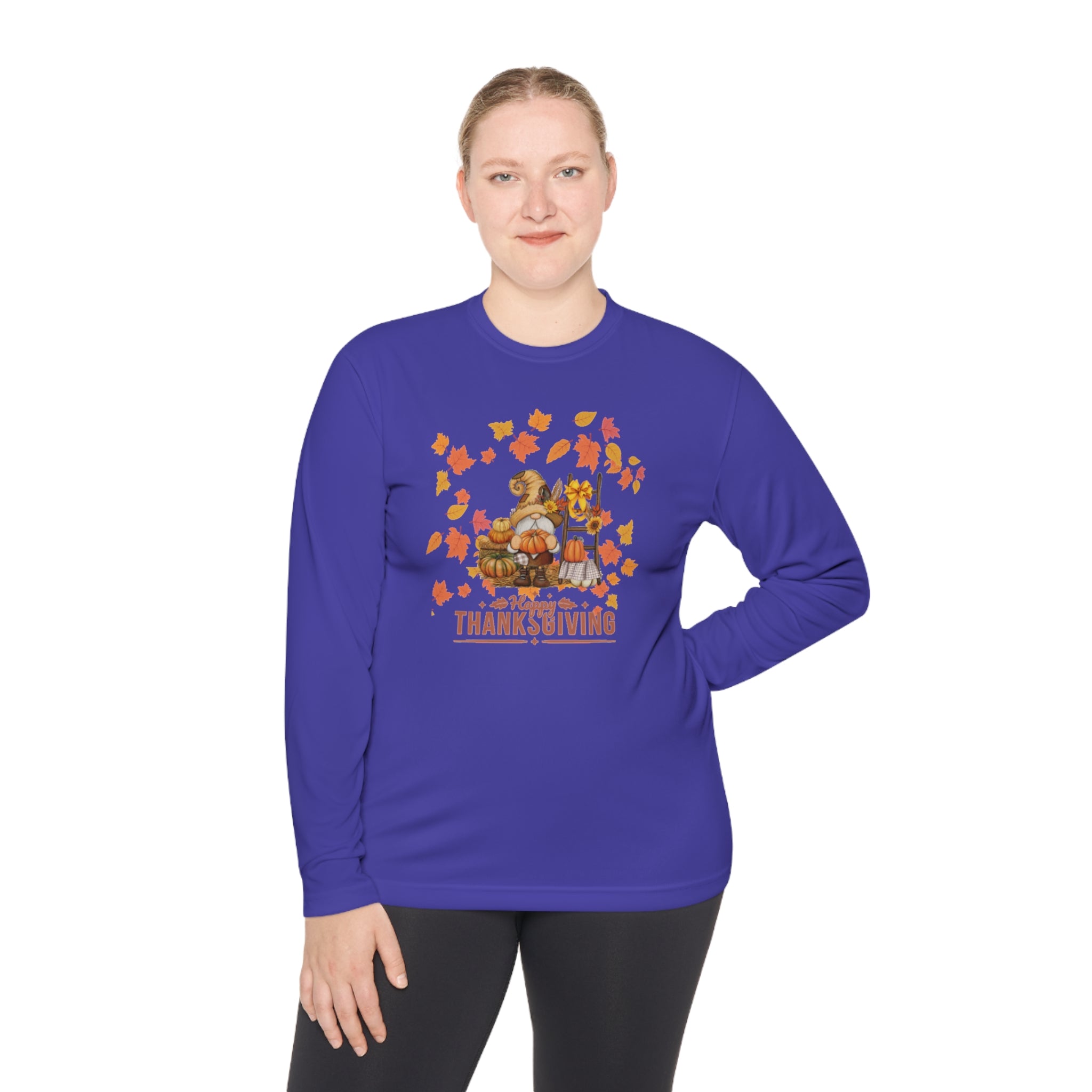 Gnome Happy Thanksgiving Unisex Lightweight Long Sleeve Tee