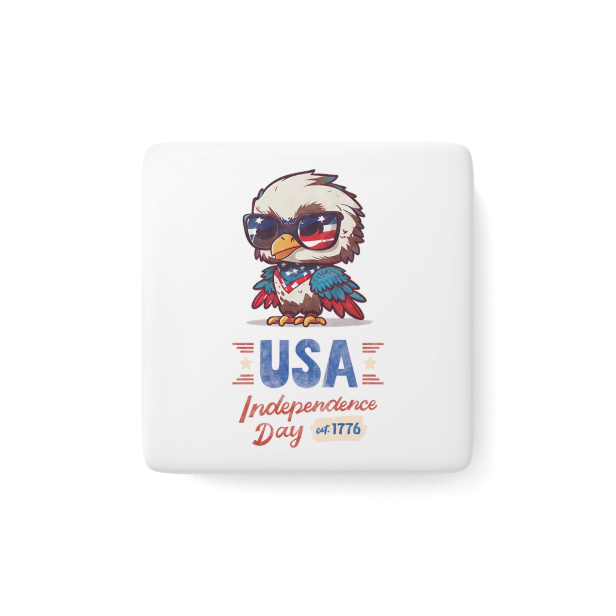 USA Independence Day Porcelain Magnet, Square