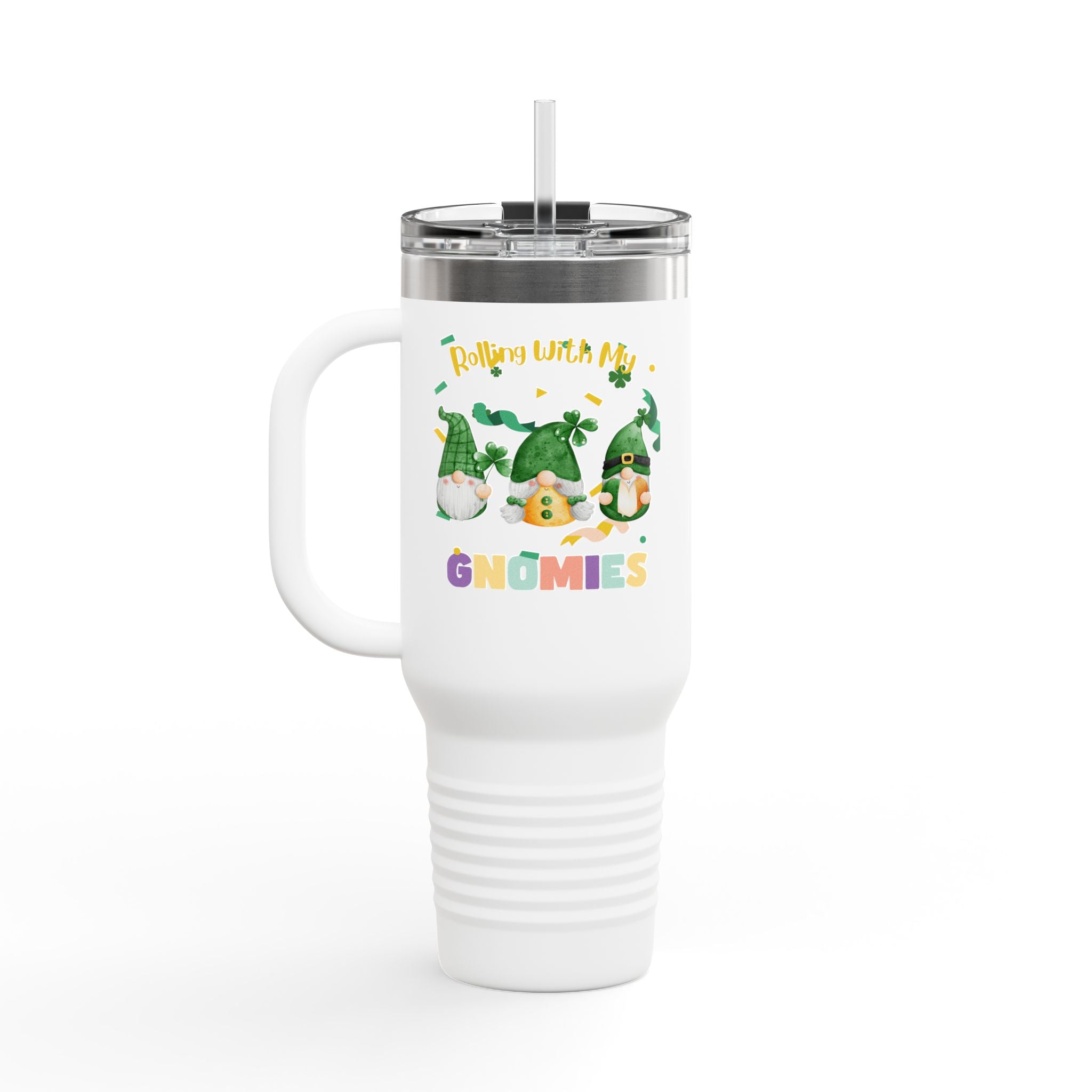 Rolling With My Gnomies Insulated Travel Mug - 40oz with Straw