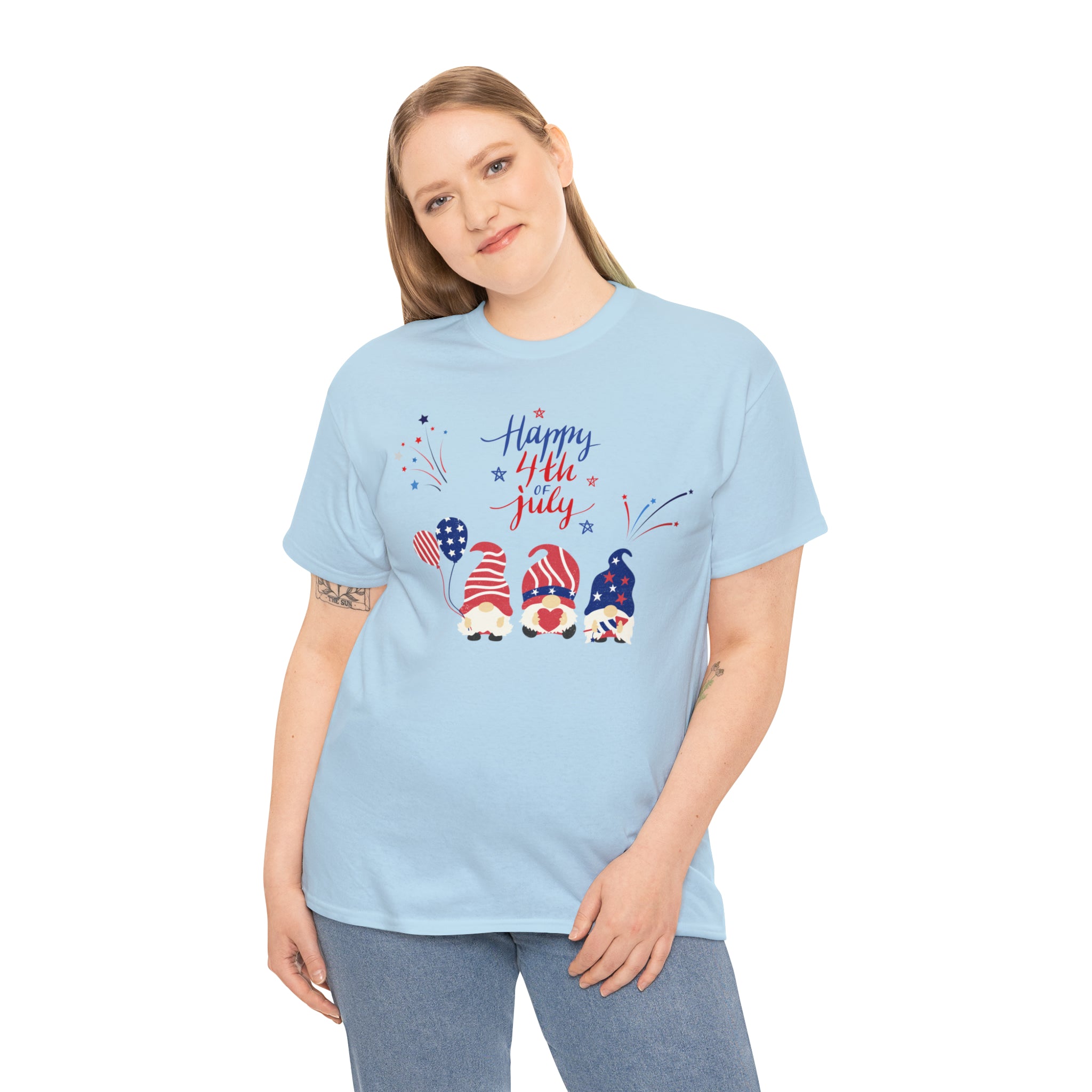 Happy 4th Of July Gnome Unisex Heavy Cotton Tee