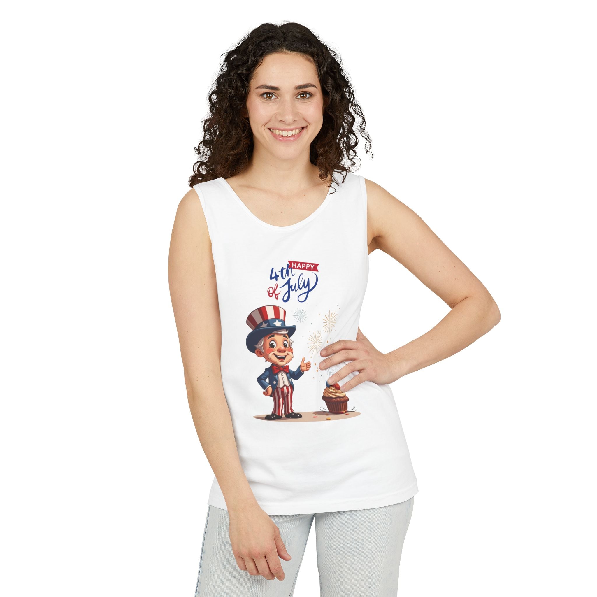 Uncle Sam Happy 4th of July Tank Top Unisex Sleeveless Shirt
