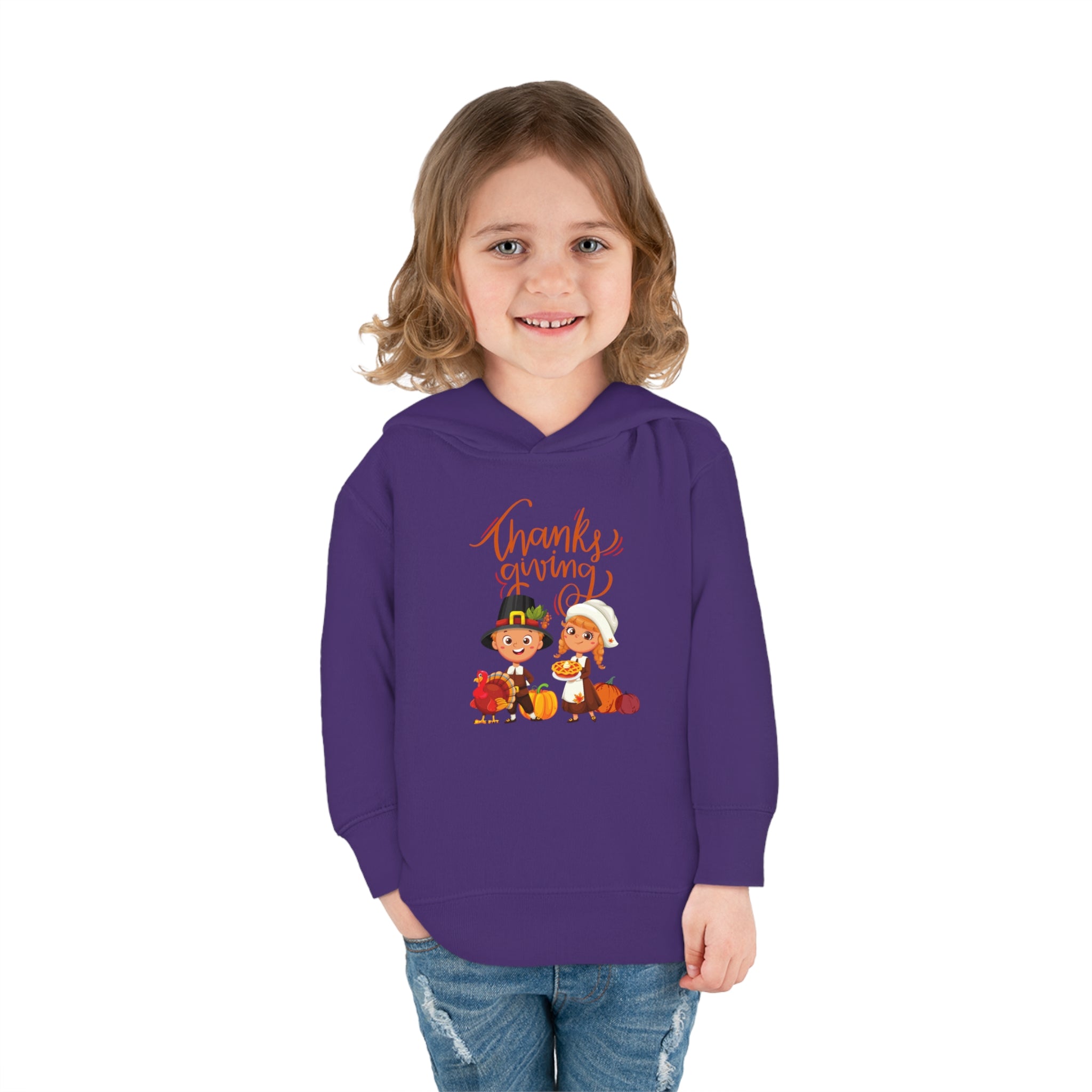 Happy Thanksgiving Toddler Pullover Fleece Hoodie