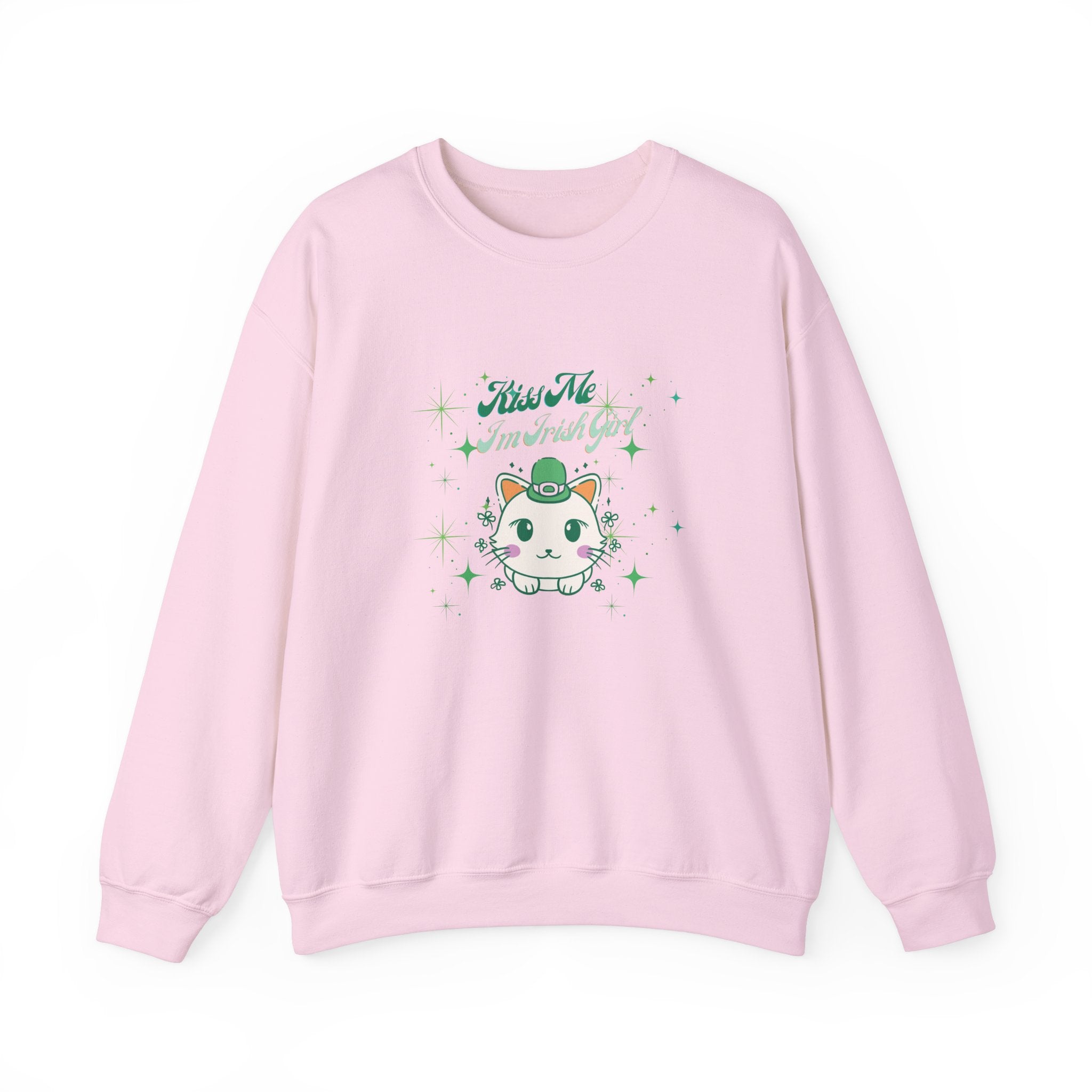 Kiss Me I'm Irish Cat Crewneck Sweatshirt - Unisex Heavy Blend™
