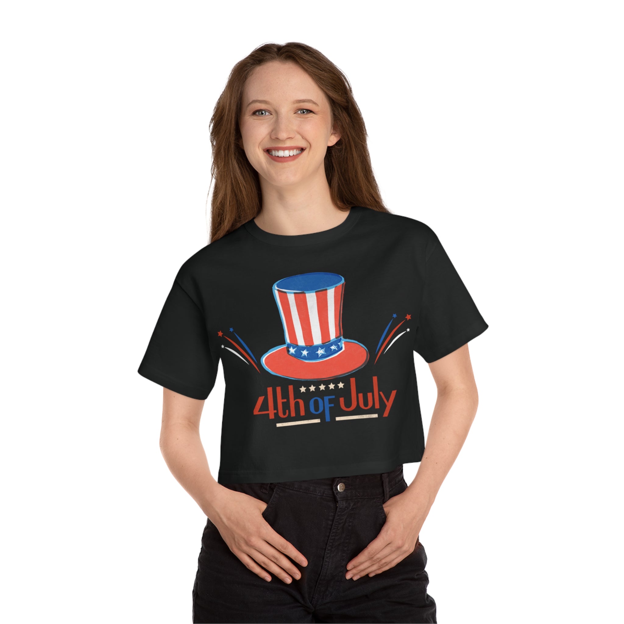 4th Of July Champion Women's Heritage Cropped T-Shirt