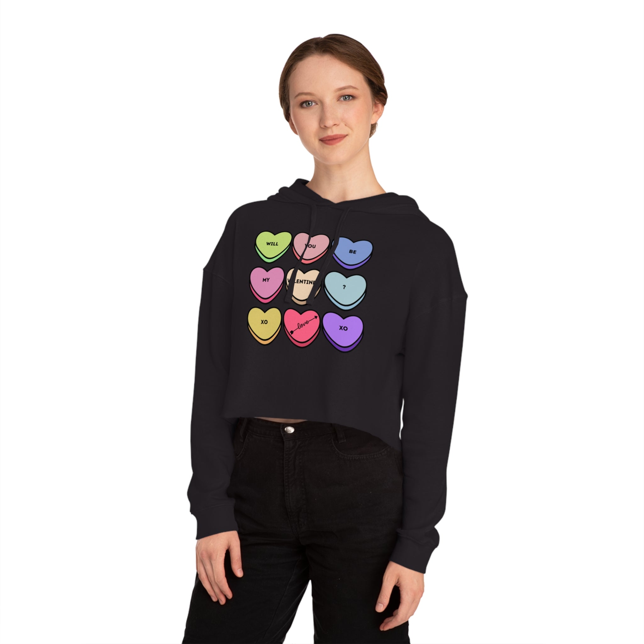 Will You Be My Valentine? Women’s Cropped Hooded Sweatshirt