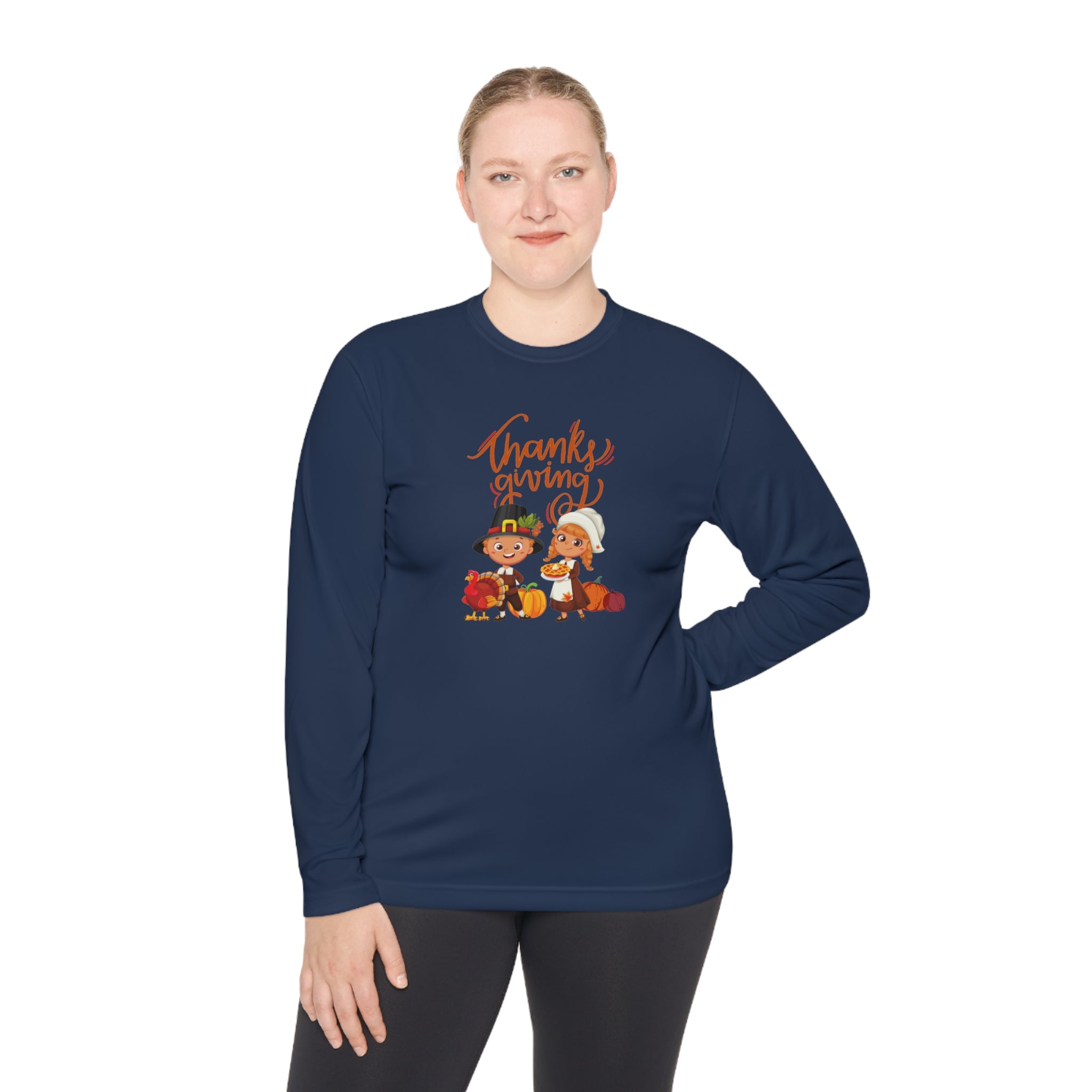 Happy Thanksgiving Unisex Lightweight Long Sleeve Tee