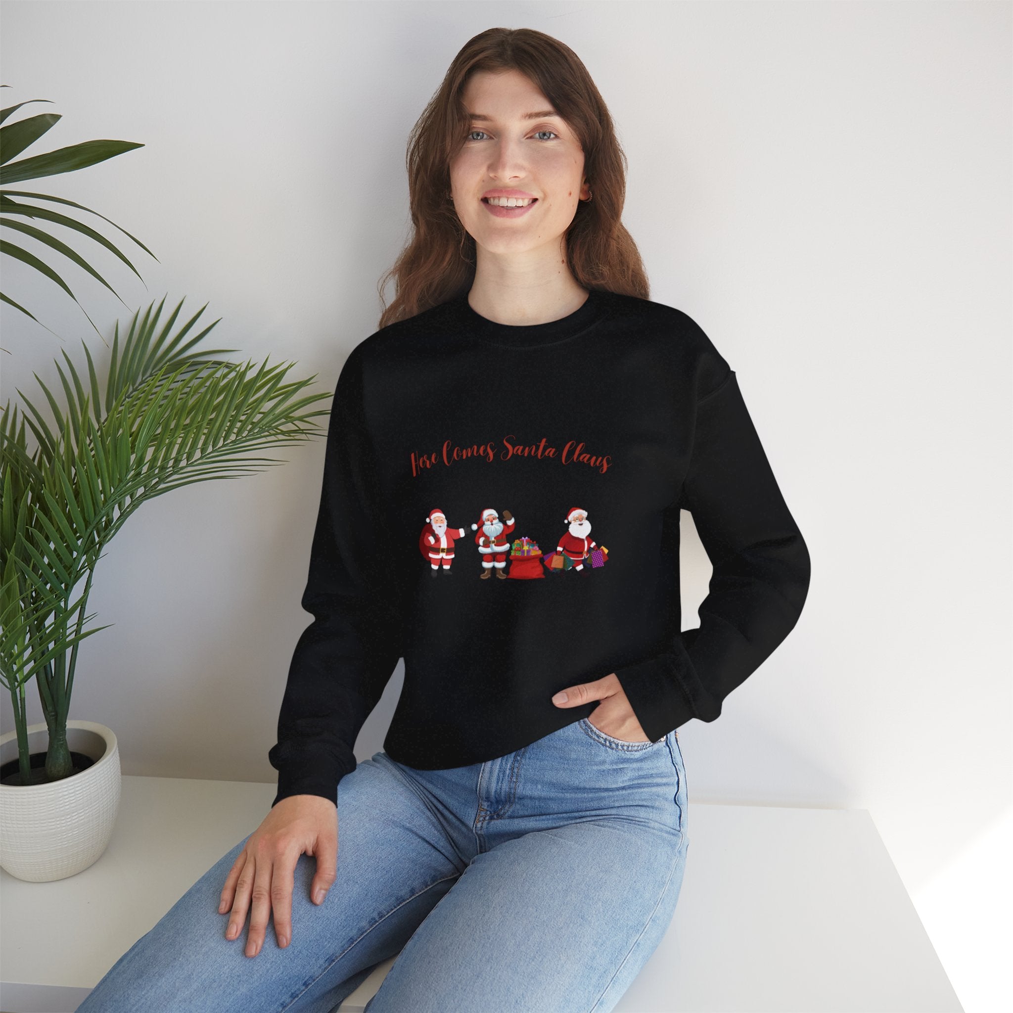 Here Comes Santa Claus Unisex Heavy Blend™ Crewneck Sweatshirt