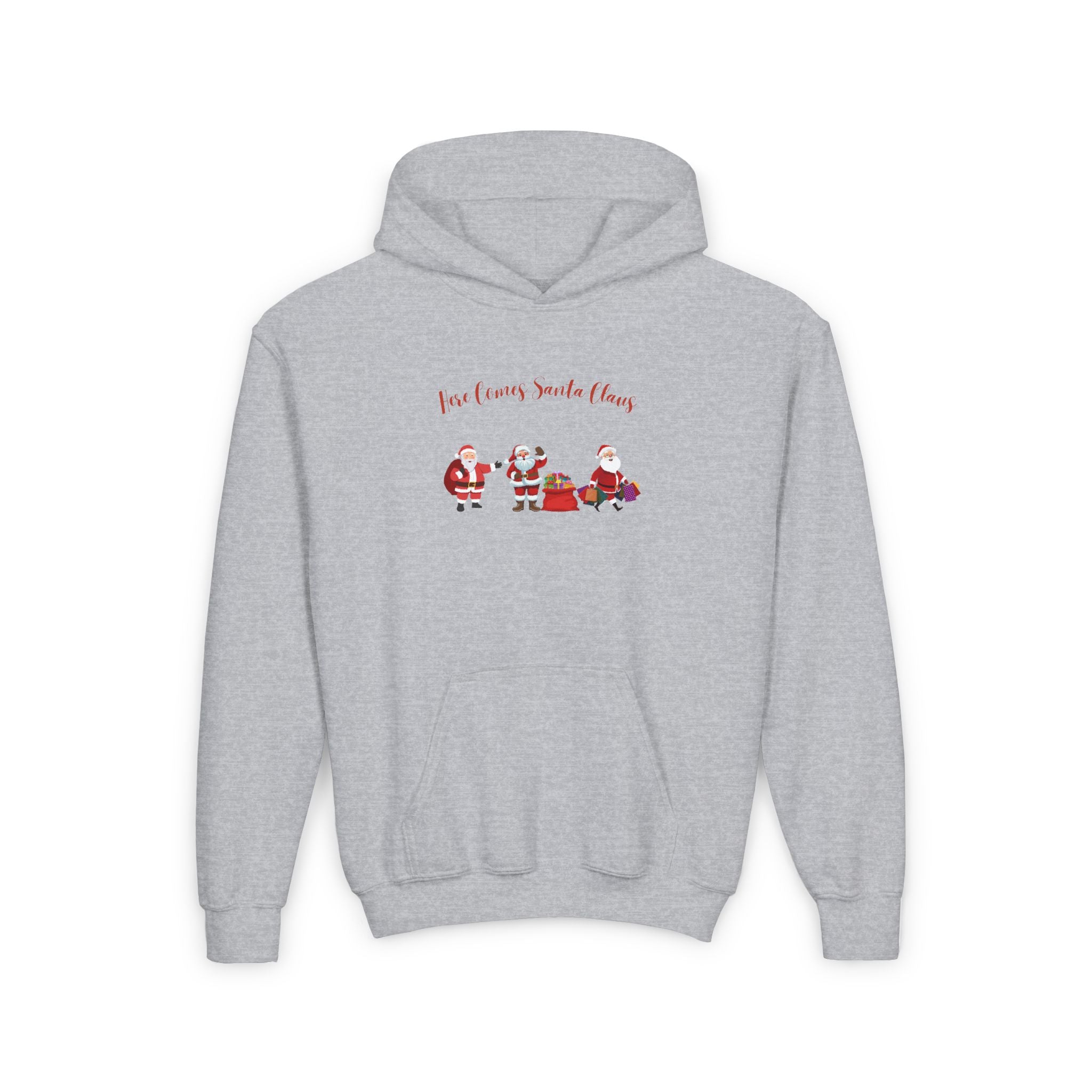 Here Comes Santa Claus Youth Heavy Blend Hooded Sweatshirt