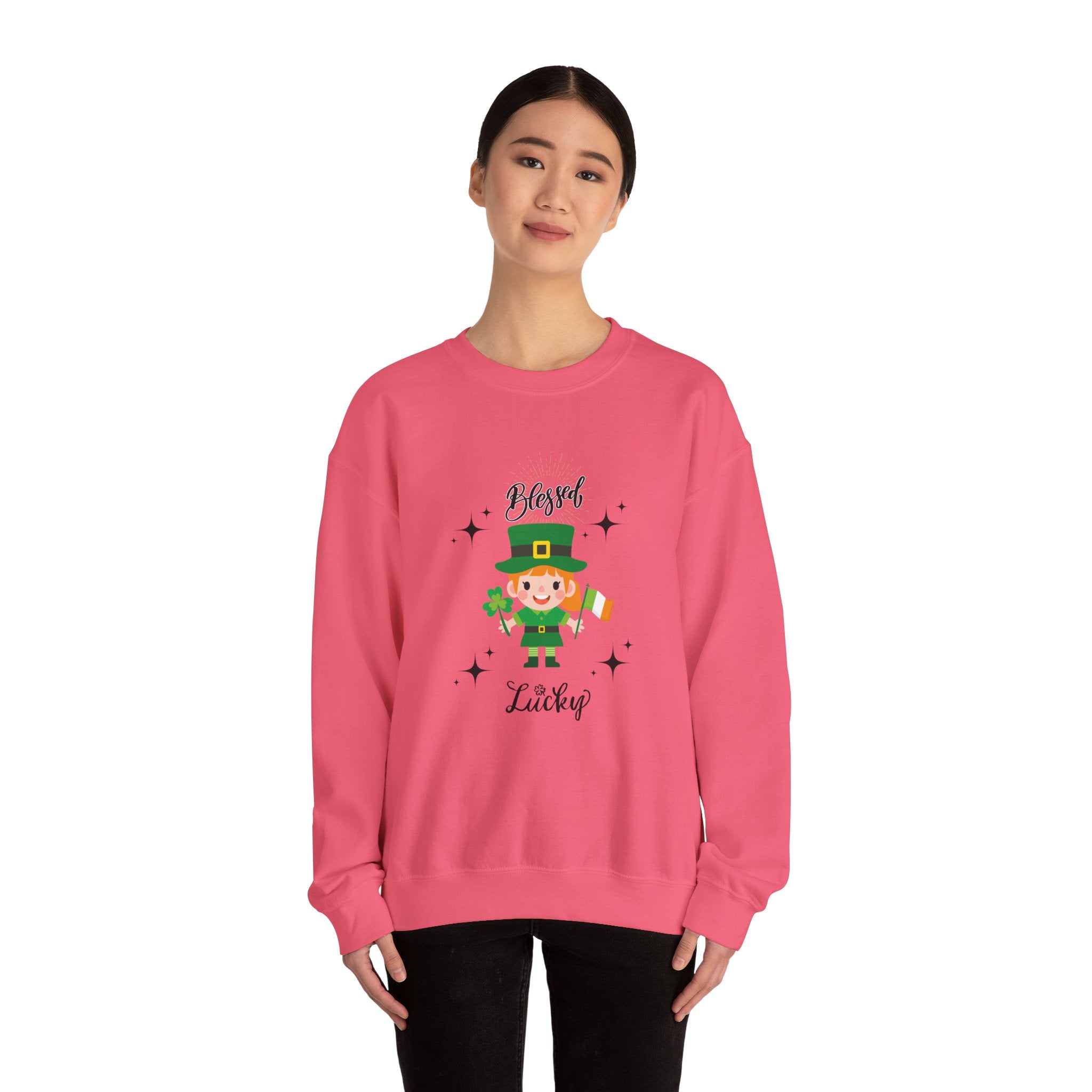 Blessed & Lucky Unisex Crewneck Sweatshirt for St. Patrick's Day