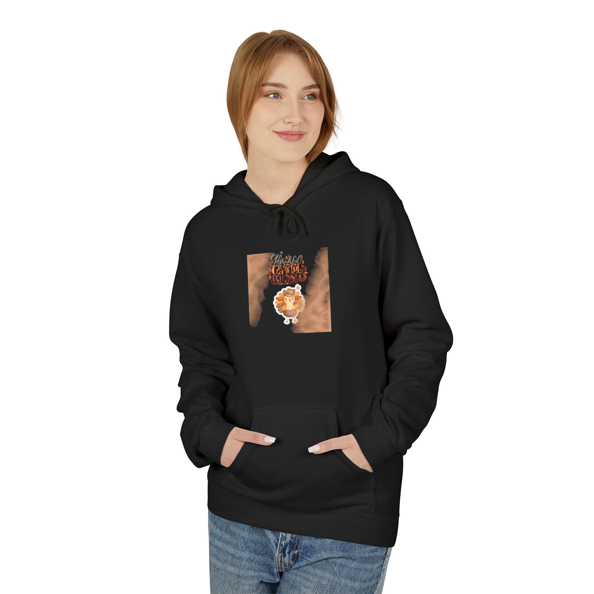 Thankful Grateful Blessed Unisex Midweight Softstyle Fleece Hoodie