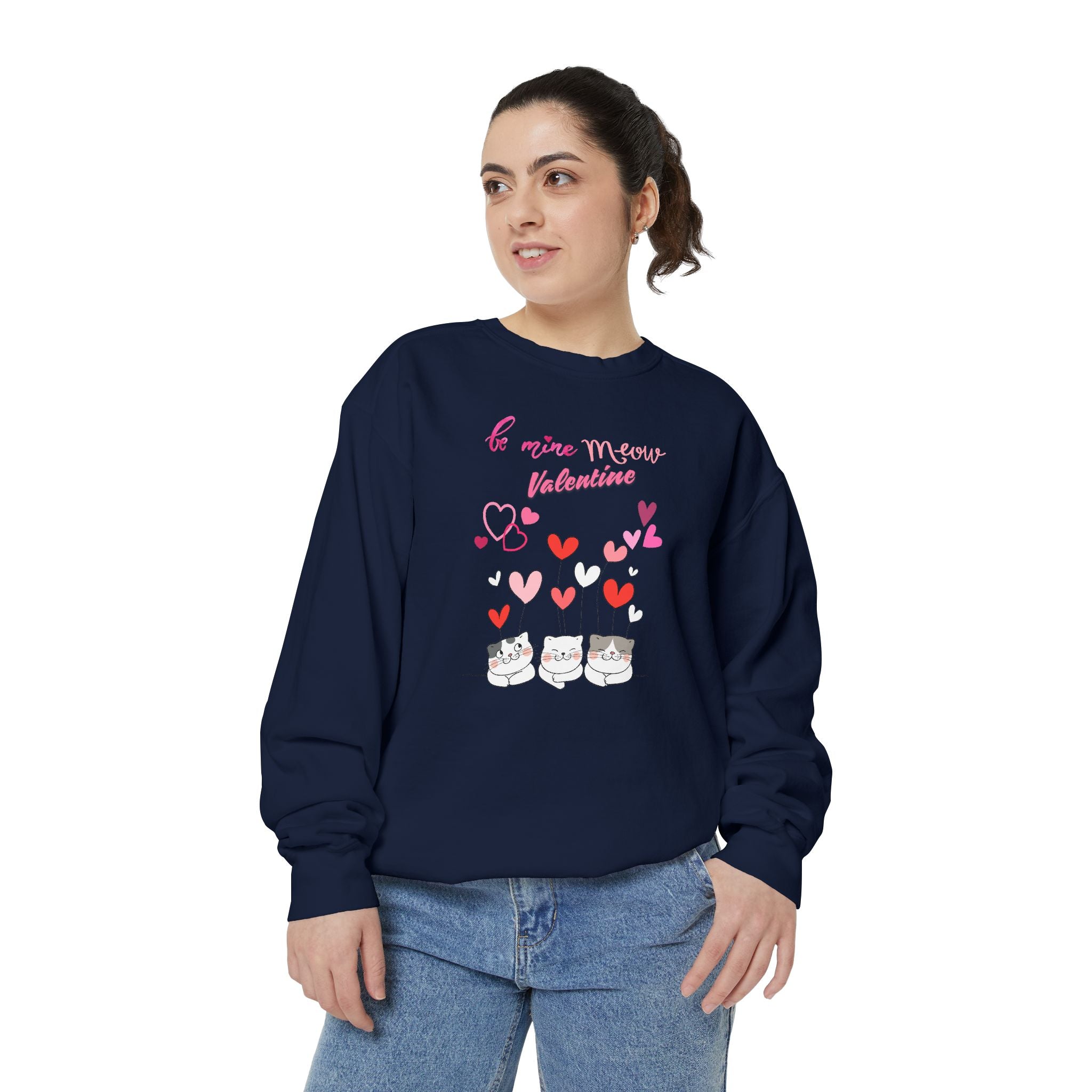 Meow Valentine's Day Unisex Garment-Dyed Sweatshirt