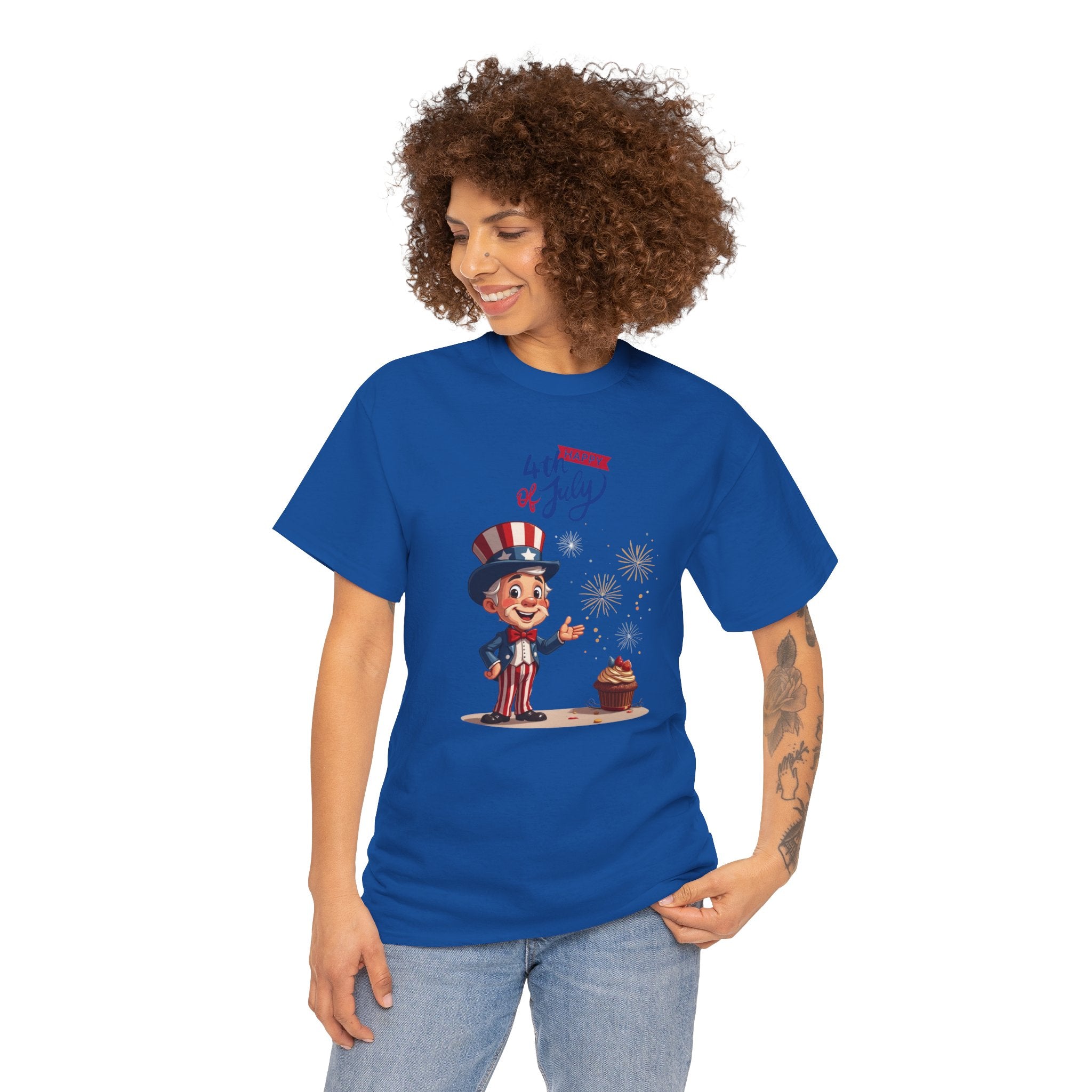 Uncle Sam Tee Happy of July, Unisex Heavy Cotton Shirt