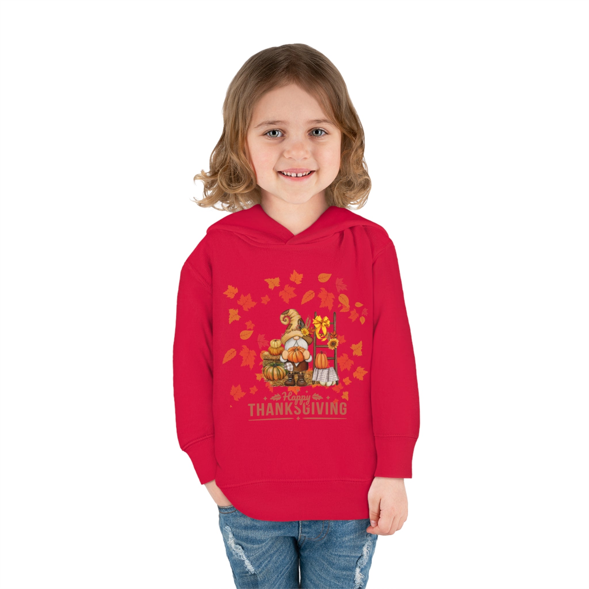 Gnome Happy Thanksgiving Toddler Pullover Fleece Hoodie