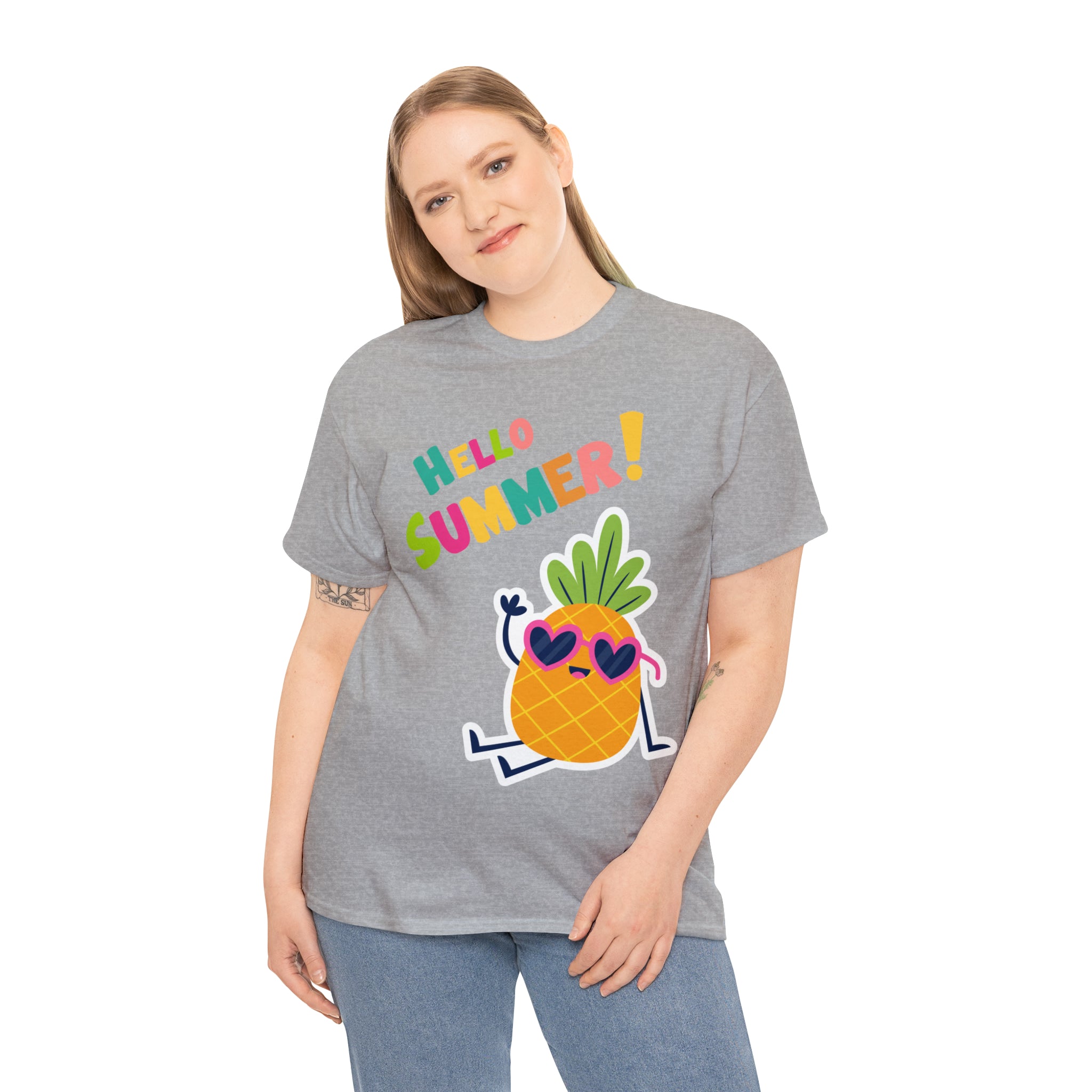 Hello Pineapple Summer Unisex Heavy Cotton Tee