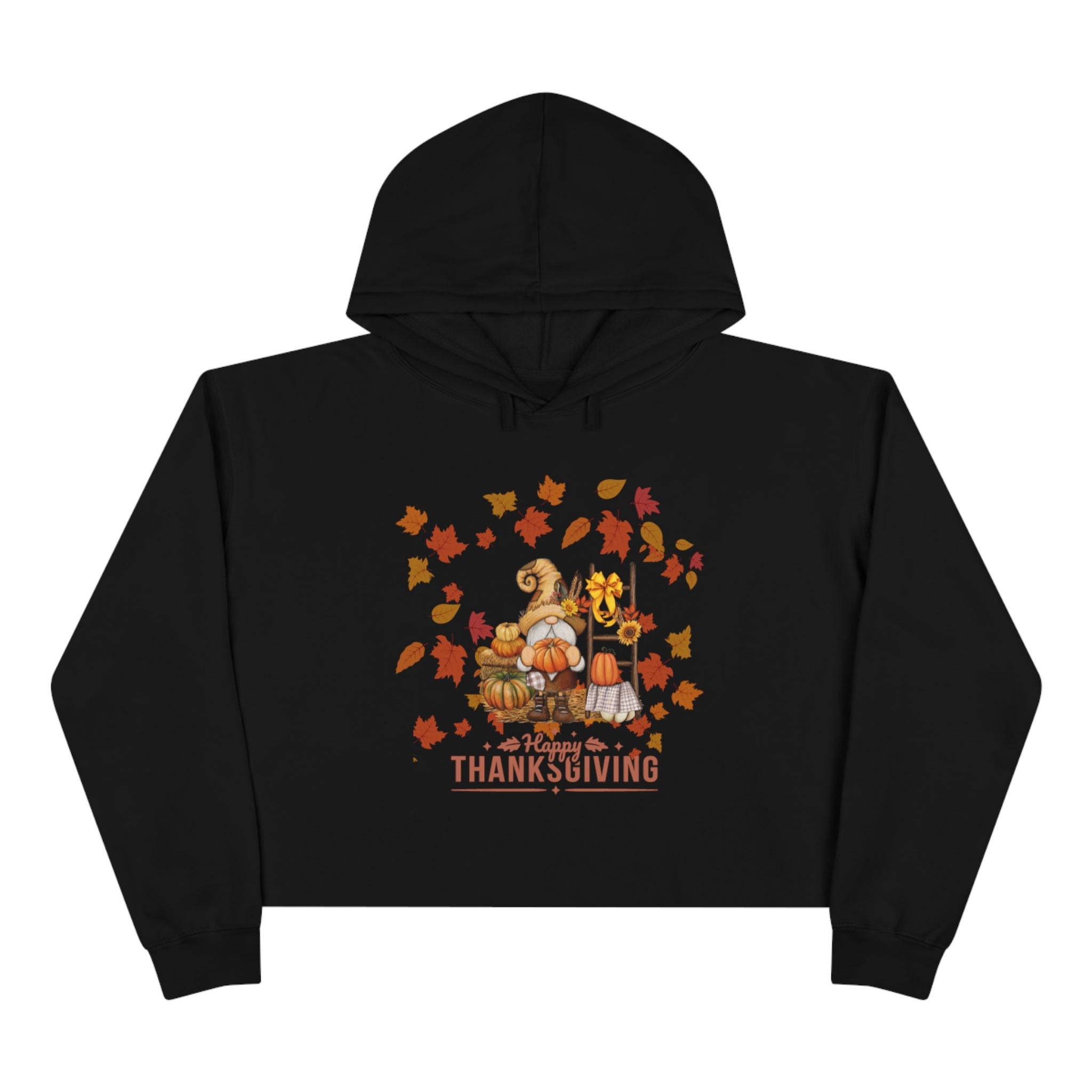 Gnome Happy Thanksgiving Crop Hoodie