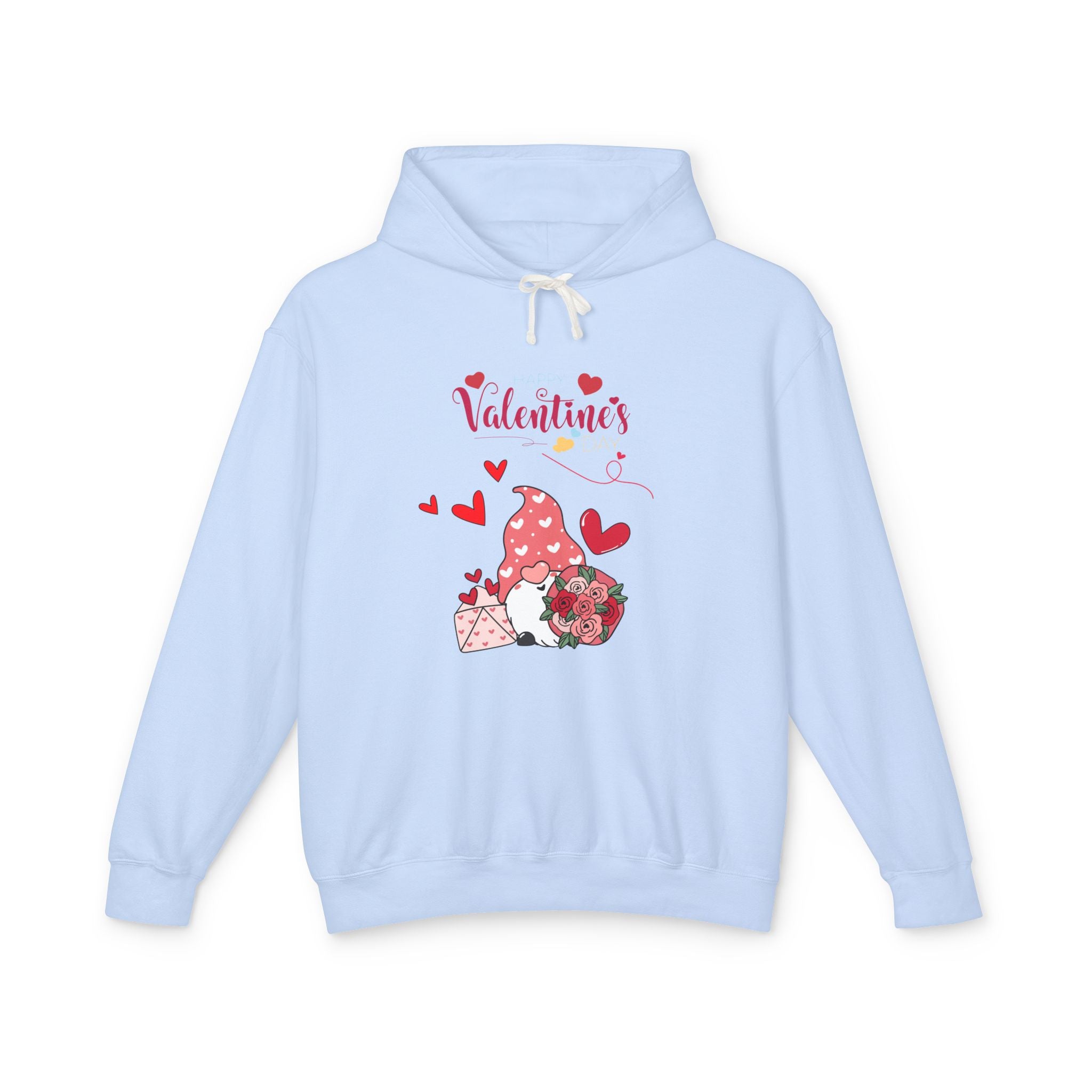 Gnome Valentine's Day Unisex Lightweight Hooded Sweatshirt