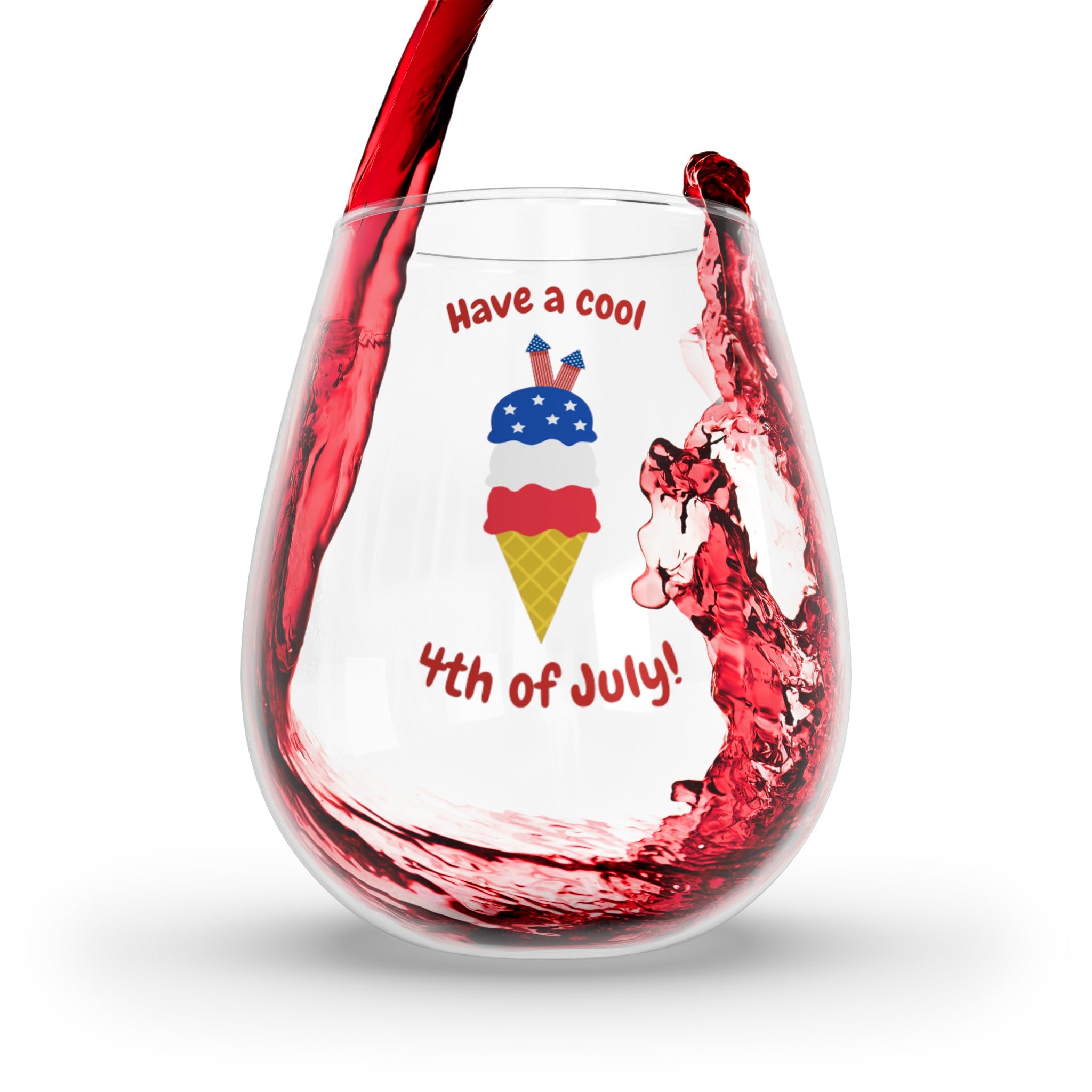 Have A Cool 4th Of July Stemless Wine Glass, 11.75oz