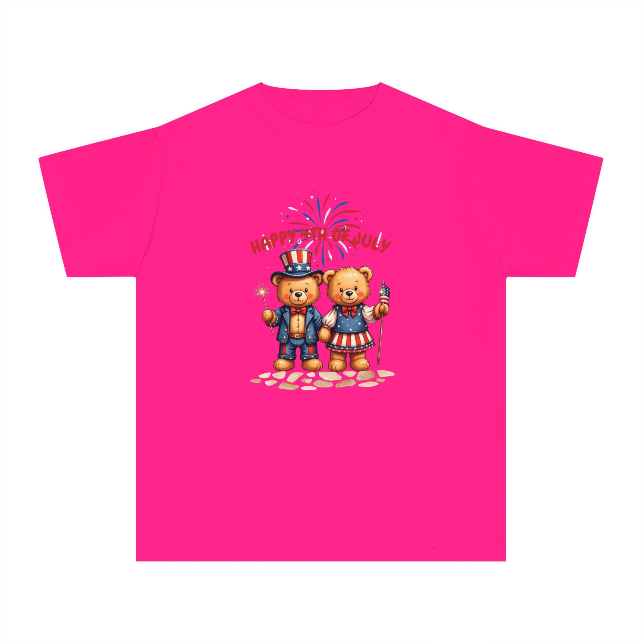 Happy 4th of July Teddy Bear Couple  Youth Midweight Tee