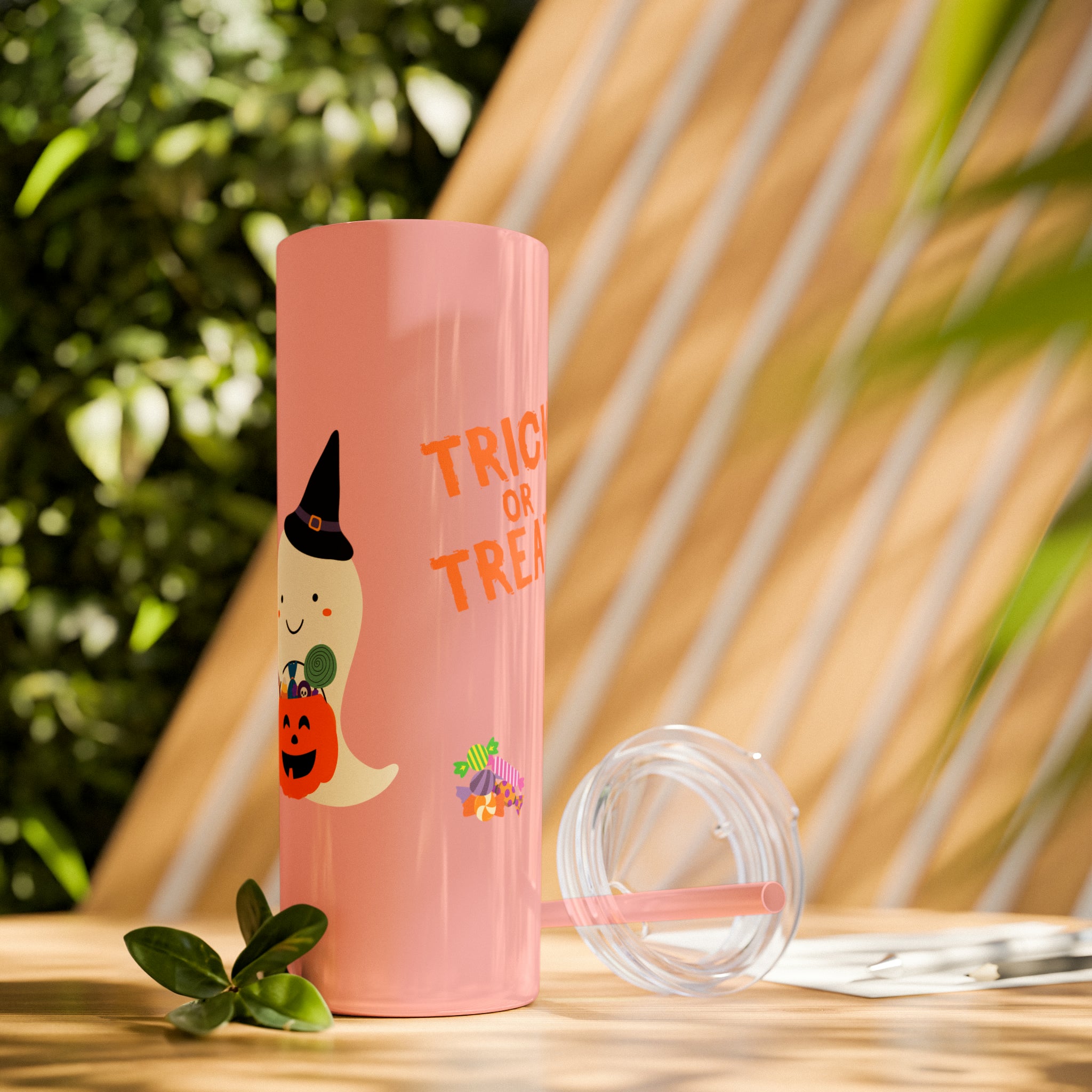 Trick or Treat Skinny Tumbler with Straw, 20oz