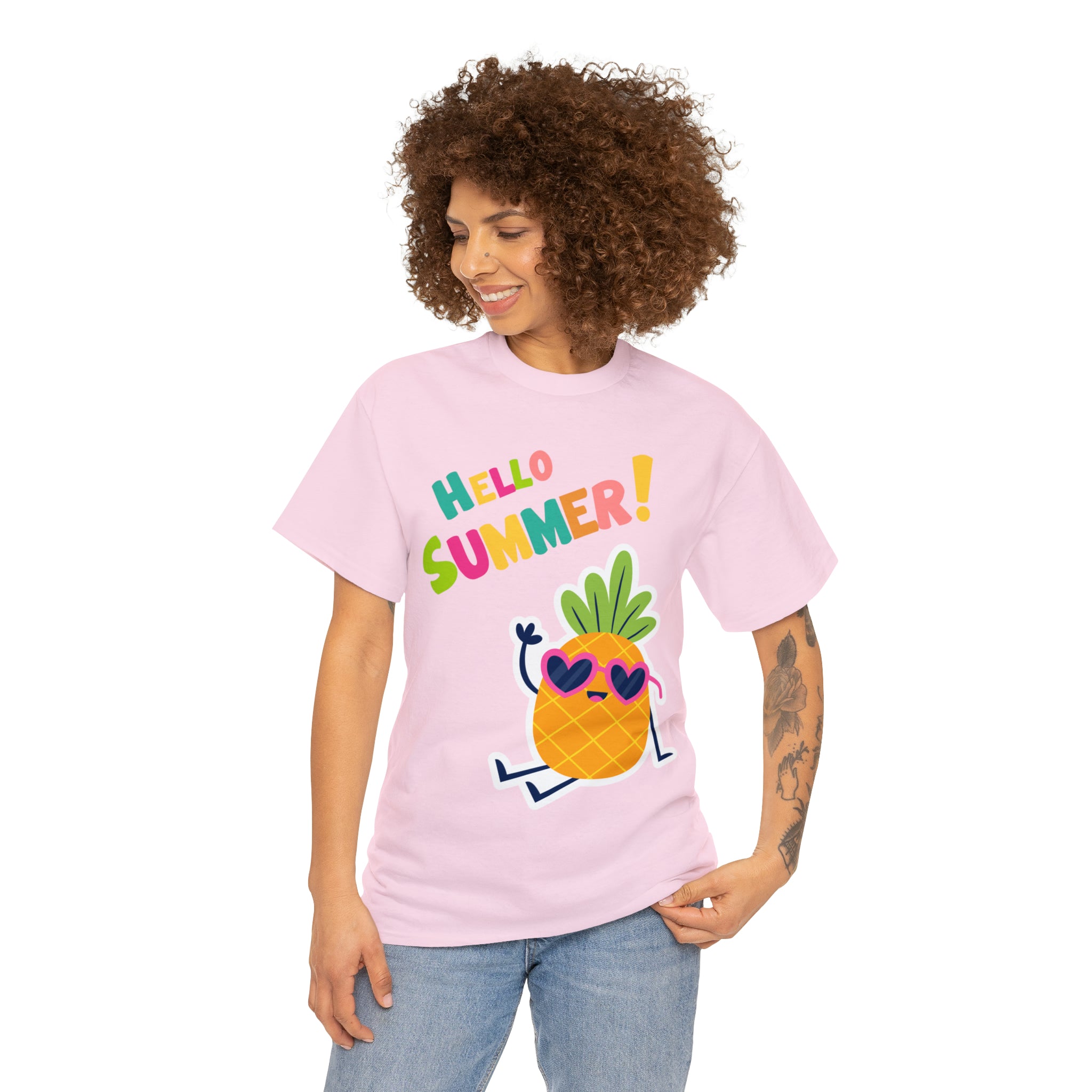 Hello Pineapple Summer Unisex Heavy Cotton Tee