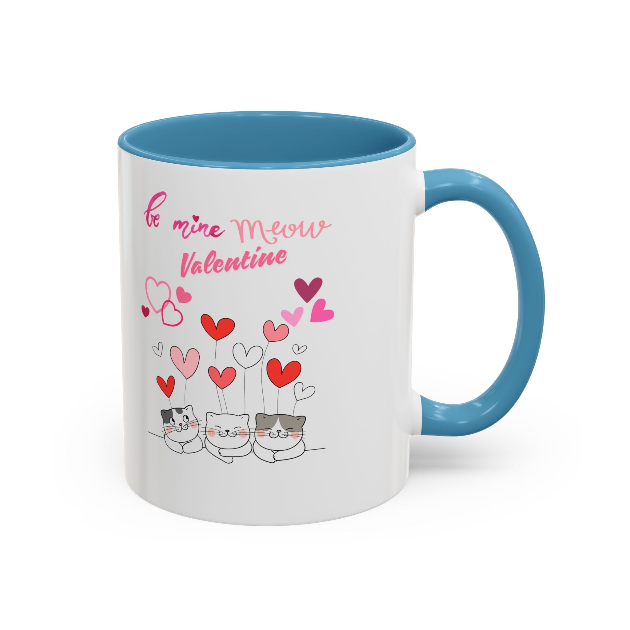 Meow Valentine's Day Accent Coffee Mug (11, 15oz)