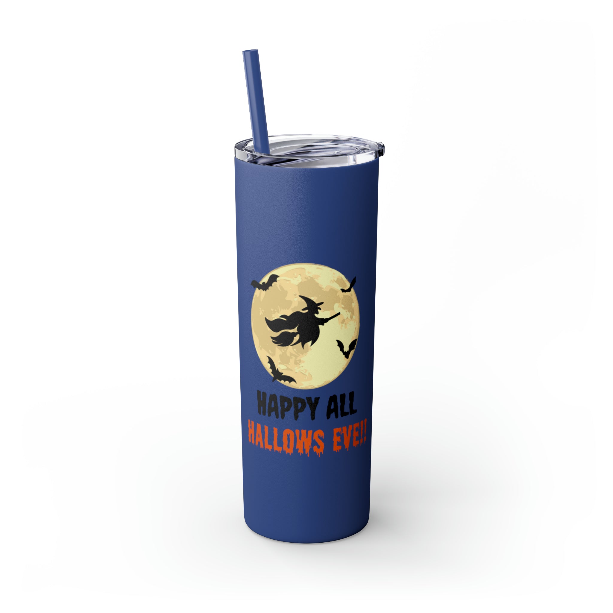 Happy All Hallows Eve Skinny Tumbler with Straw, 20oz