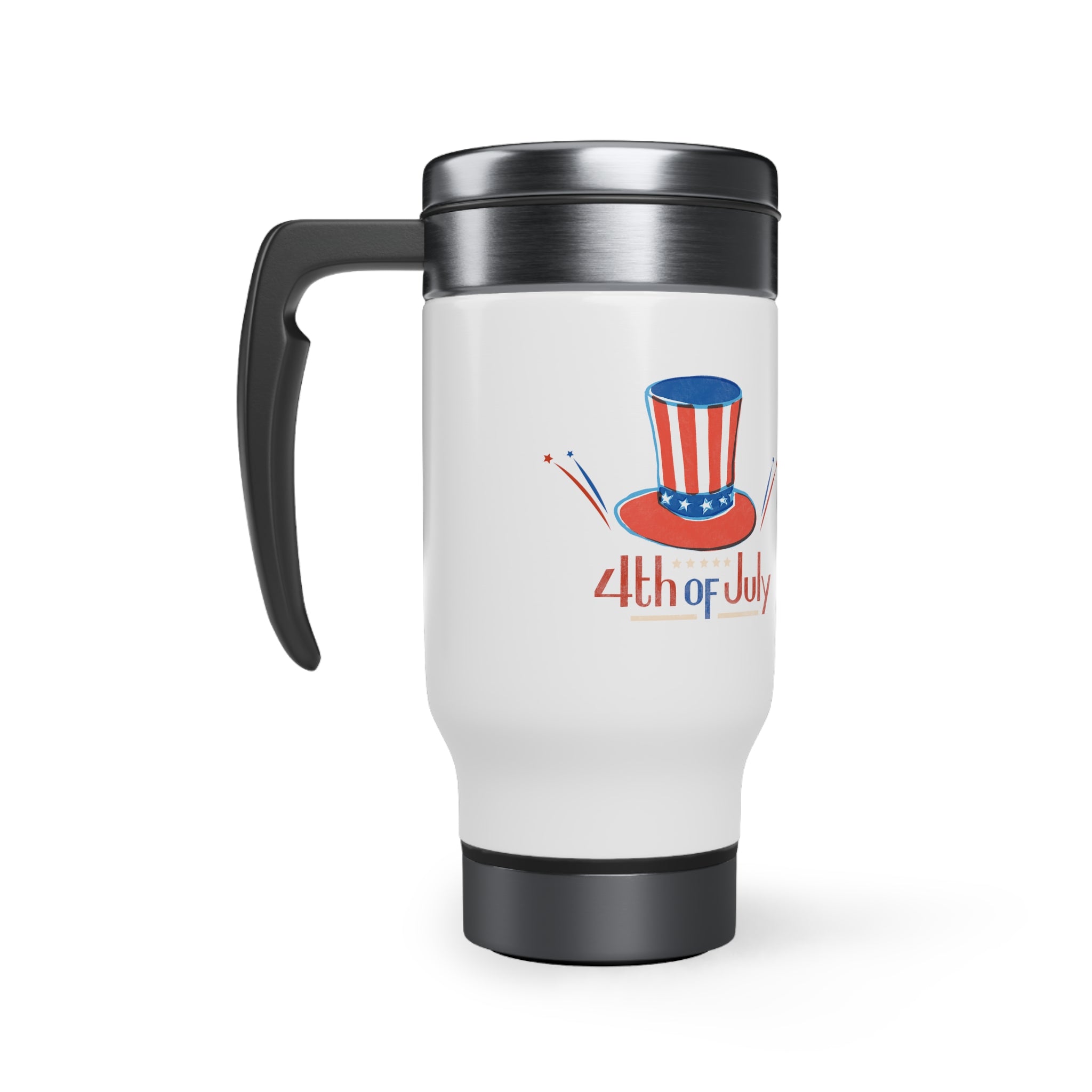 4th Of July Stainless Steel Travel Mug with Handle, 14oz