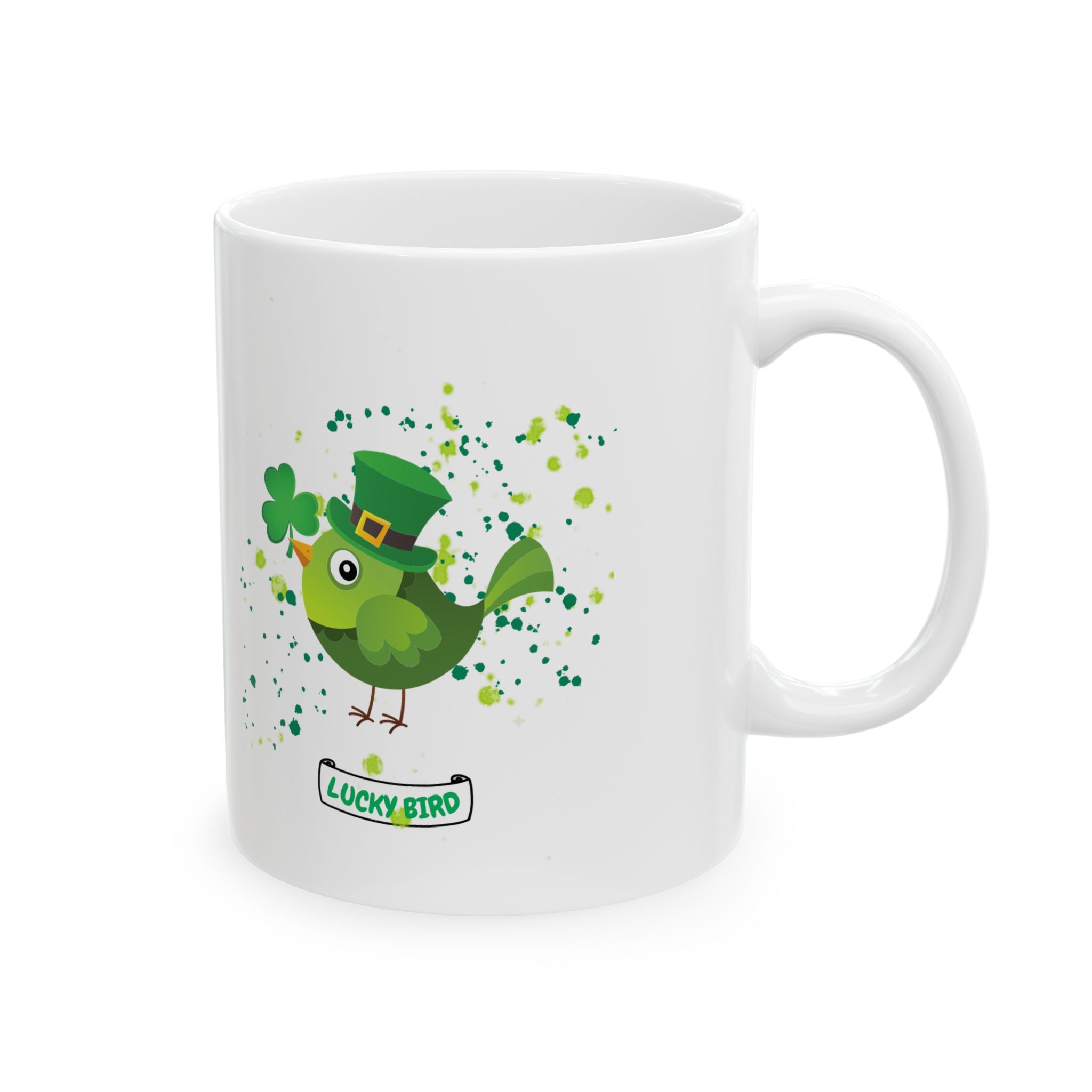 Lucky Bird Charm Ceramic Mug | 11oz & 15oz | Perfect for St. Patrick's Day Celebration
