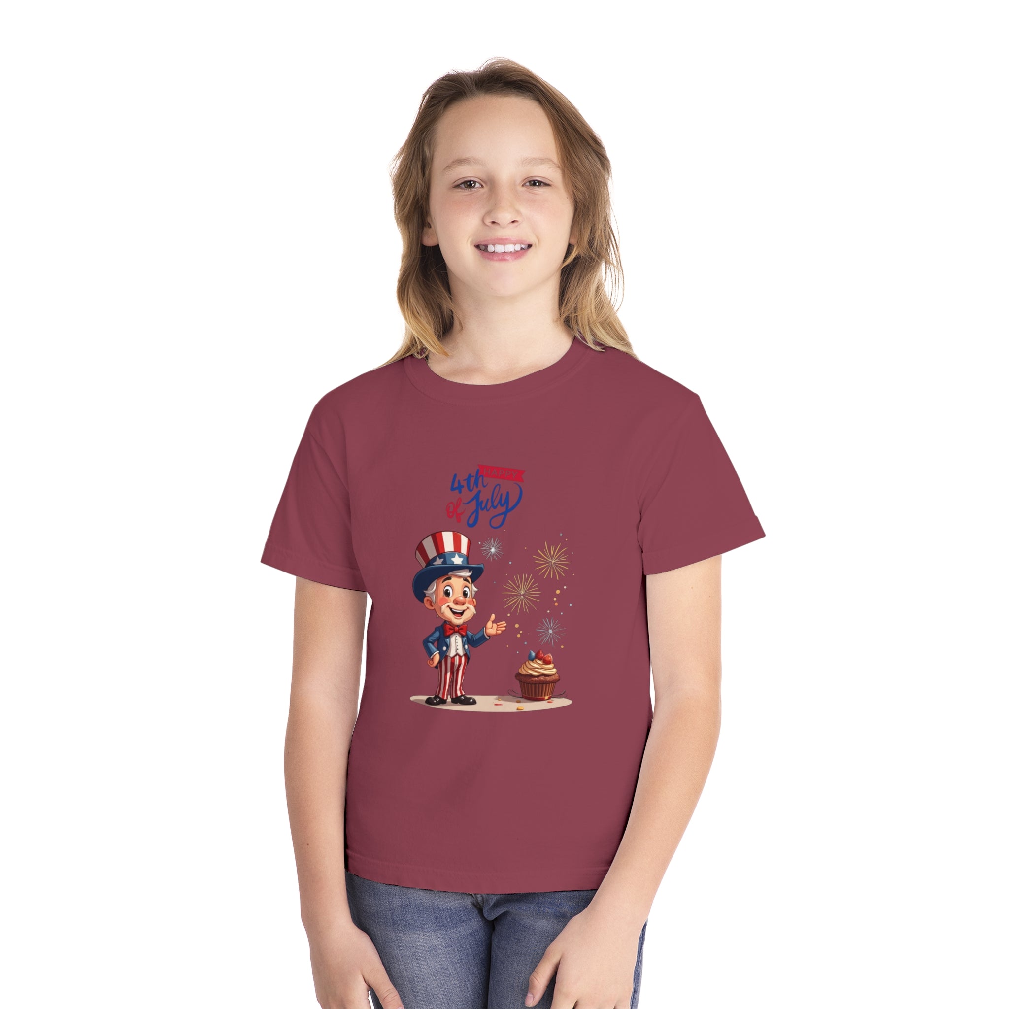 Uncle Sam Happy 4th of July Youth Midweight Tee