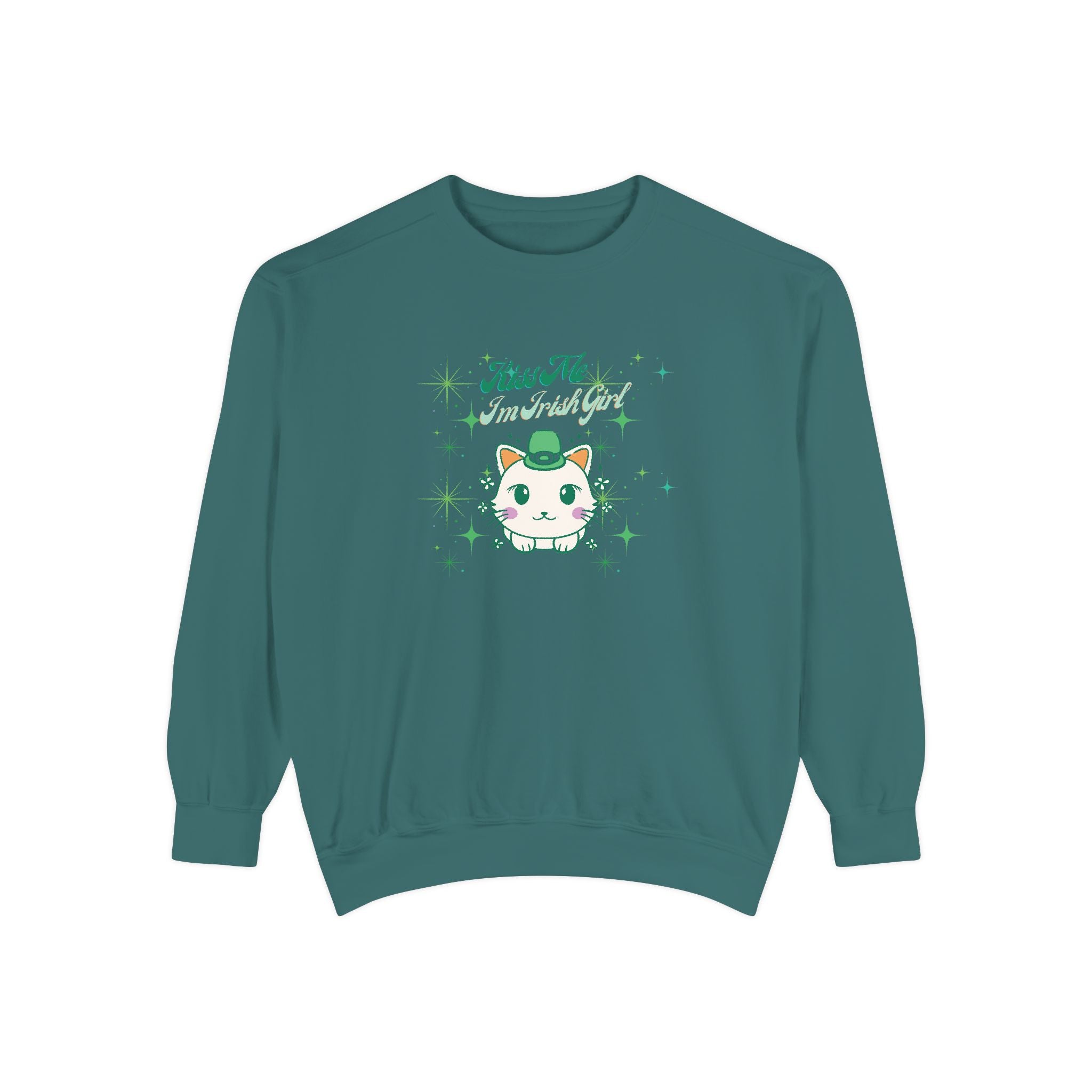 Kiss Me I'm Irish Cat Garment-Dyed Sweatshirt