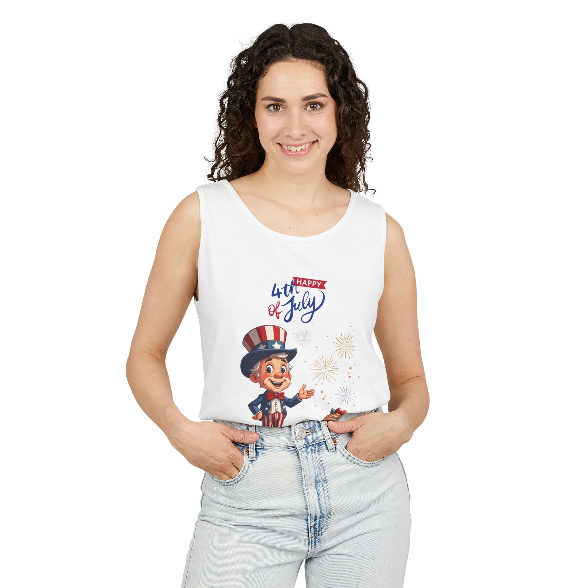 Uncle Sam Happy 4th of July Tank Top Unisex Sleeveless Shirt