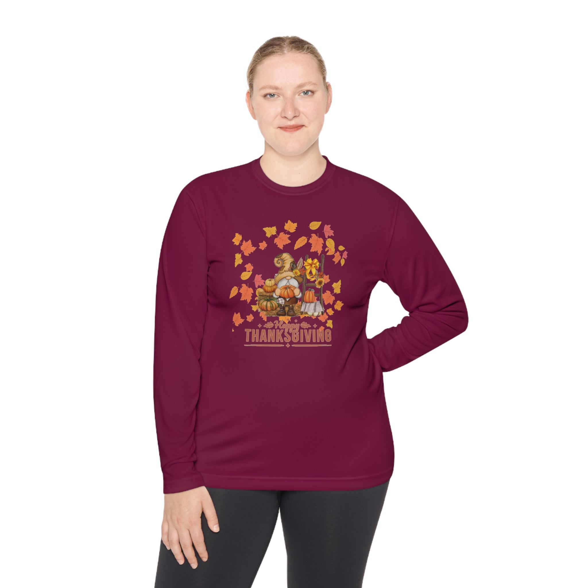 Gnome Happy Thanksgiving Unisex Lightweight Long Sleeve Tee
